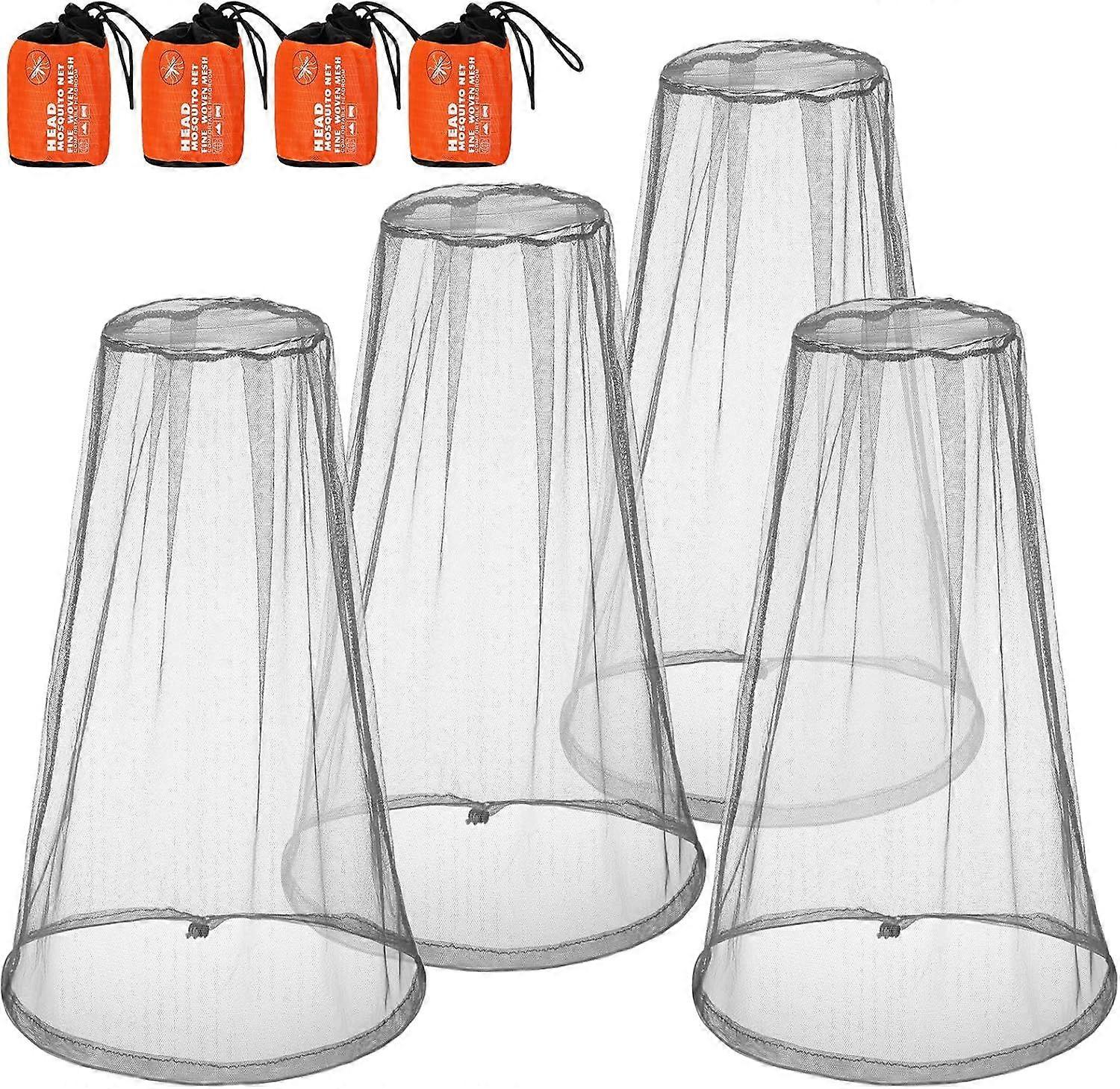 4 Pack Mosquito Head Net Face Mesh Net Head Protecting Net for Outdoor Hiking Camping Climbing Walking Mosquito Fly Insects Bugs