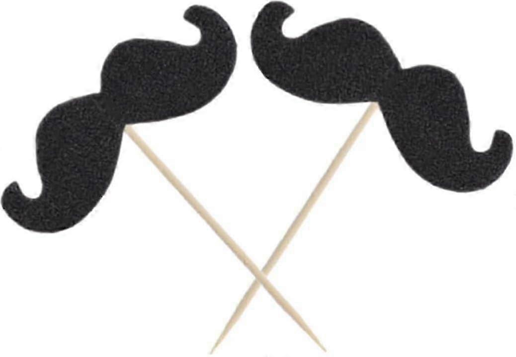 Morndew 24 Stück Glitzernde Cupcake-Topper Schwarz – Für Geburtstag, Hochzeit, Motto-Party