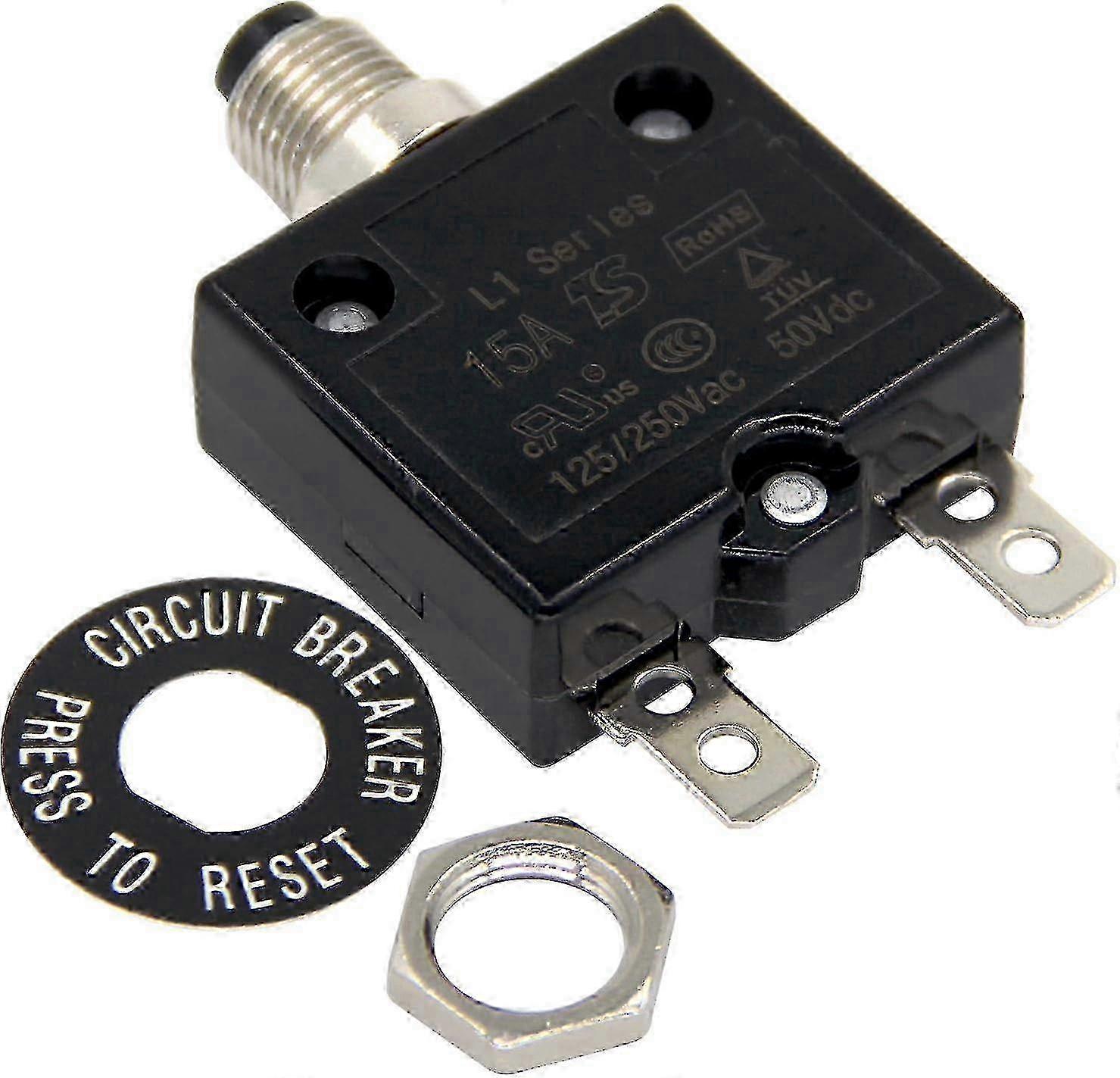 125-250V AC 50V DC L1 Series Manual Reset Thermal Circuit Breaker with Push Button Operation