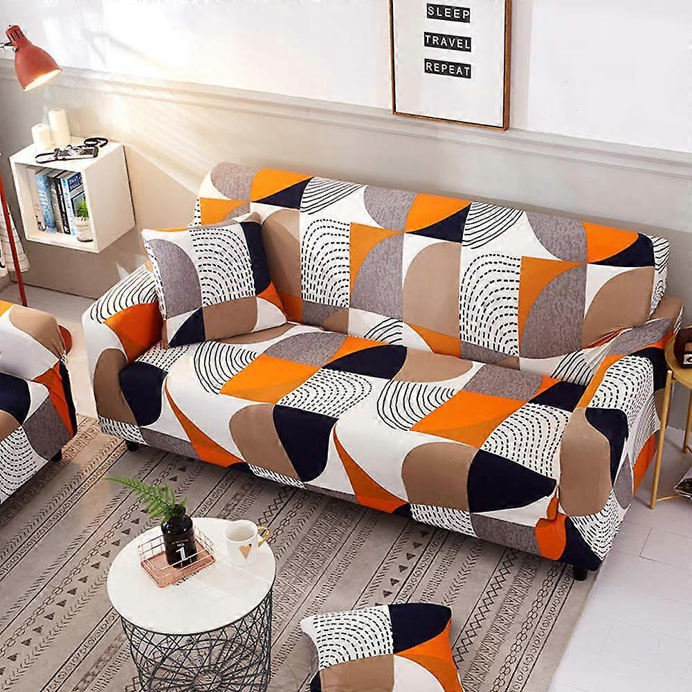 Stretch Couch Covers for 3 Cushion Sofas, Universal Furniture Protector, 70-86 Inch, with Pillowcase, Printed Design