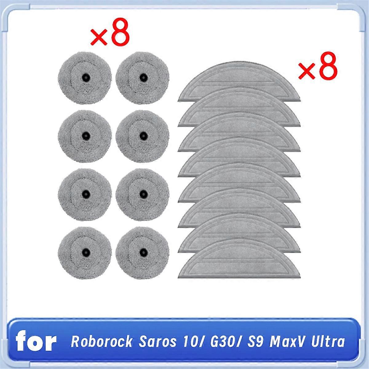 16 PCS Washable Mop Pads Replacement for Roborock Saros 10 / G30