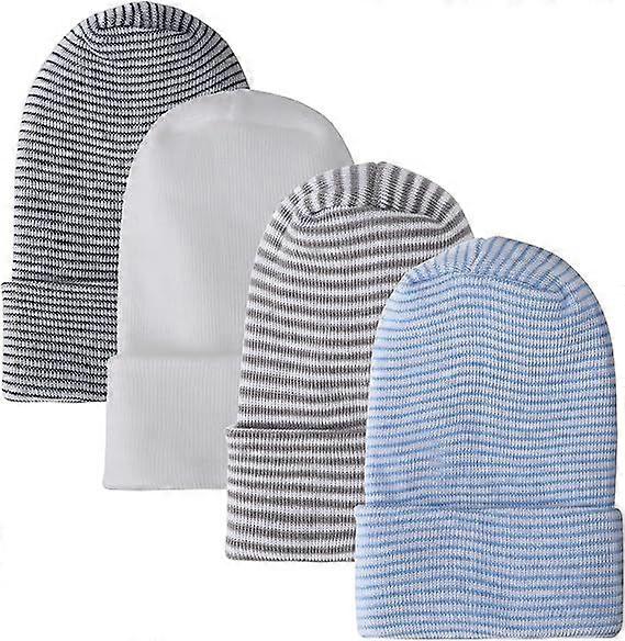 4 Pack Newborn Hospital Hat Infant Baby Hat Cap with Big Bow Soft Cute Knot Nursery Beanie