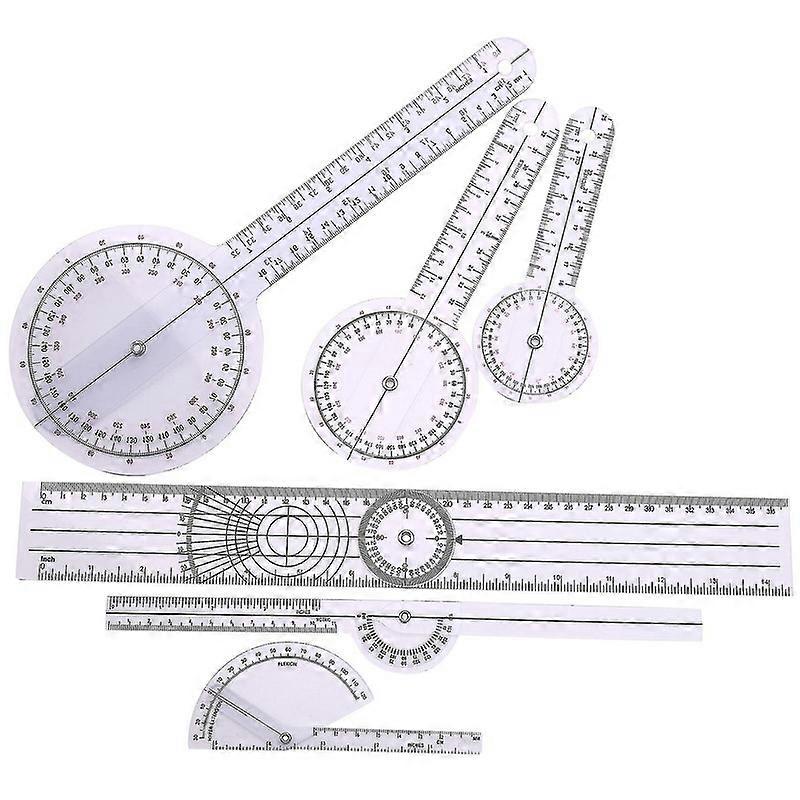 6pcs Spinal Ruler Spinal Finger Goniometer Protractors Multi-ruler Angle 180/360 Degree Measuring T--Photo Color