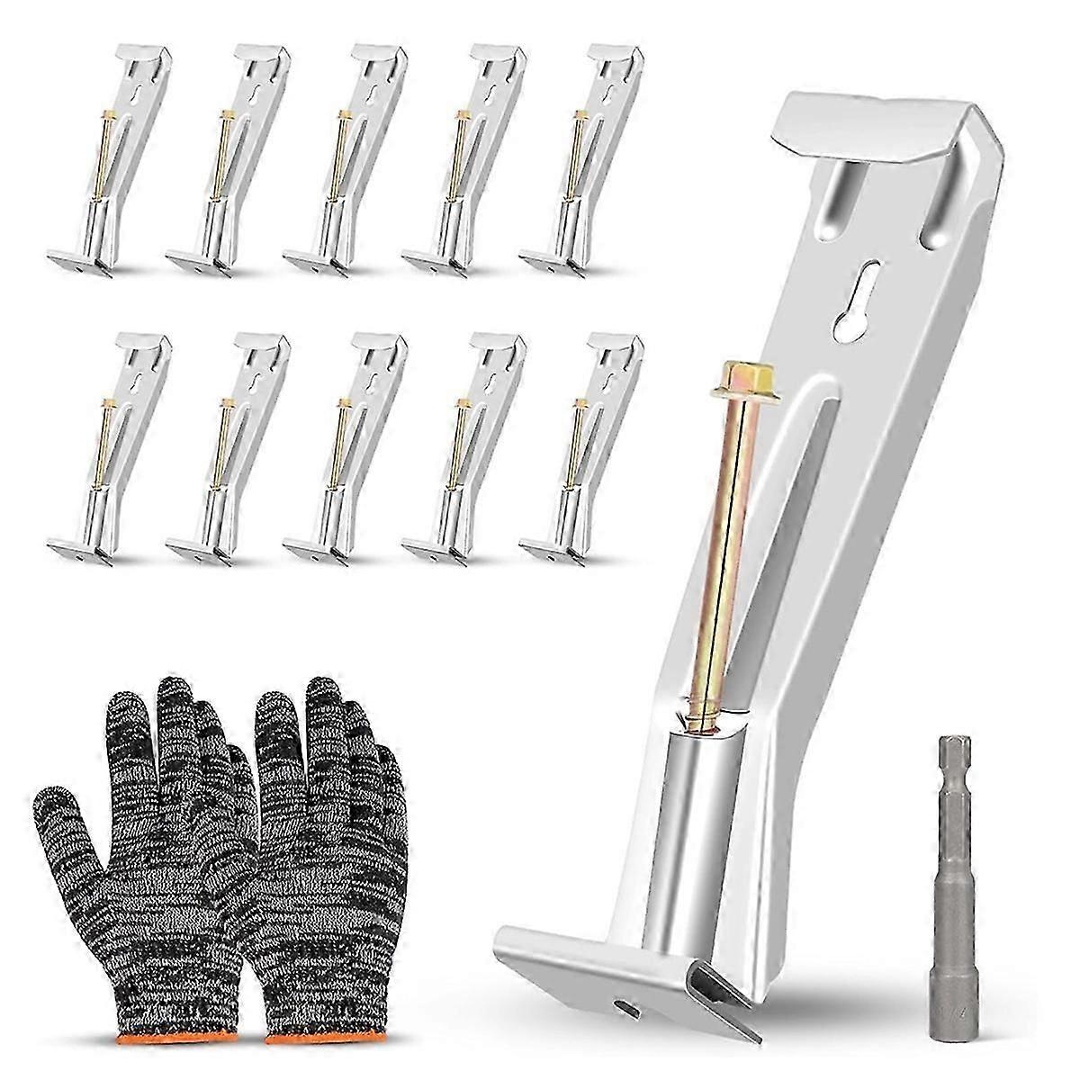 10-Pack Hidden Gutter Hooks with Rust-Proof Screws and Clips for 5 Inch K-Type Aluminum Gutters, Repair Sagging Gutters