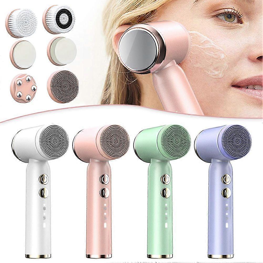 6 in 1 Electric Facial Cleansing Brush with 6 Brush Heads 3 Speed for Deep Cleansing Face Brushes