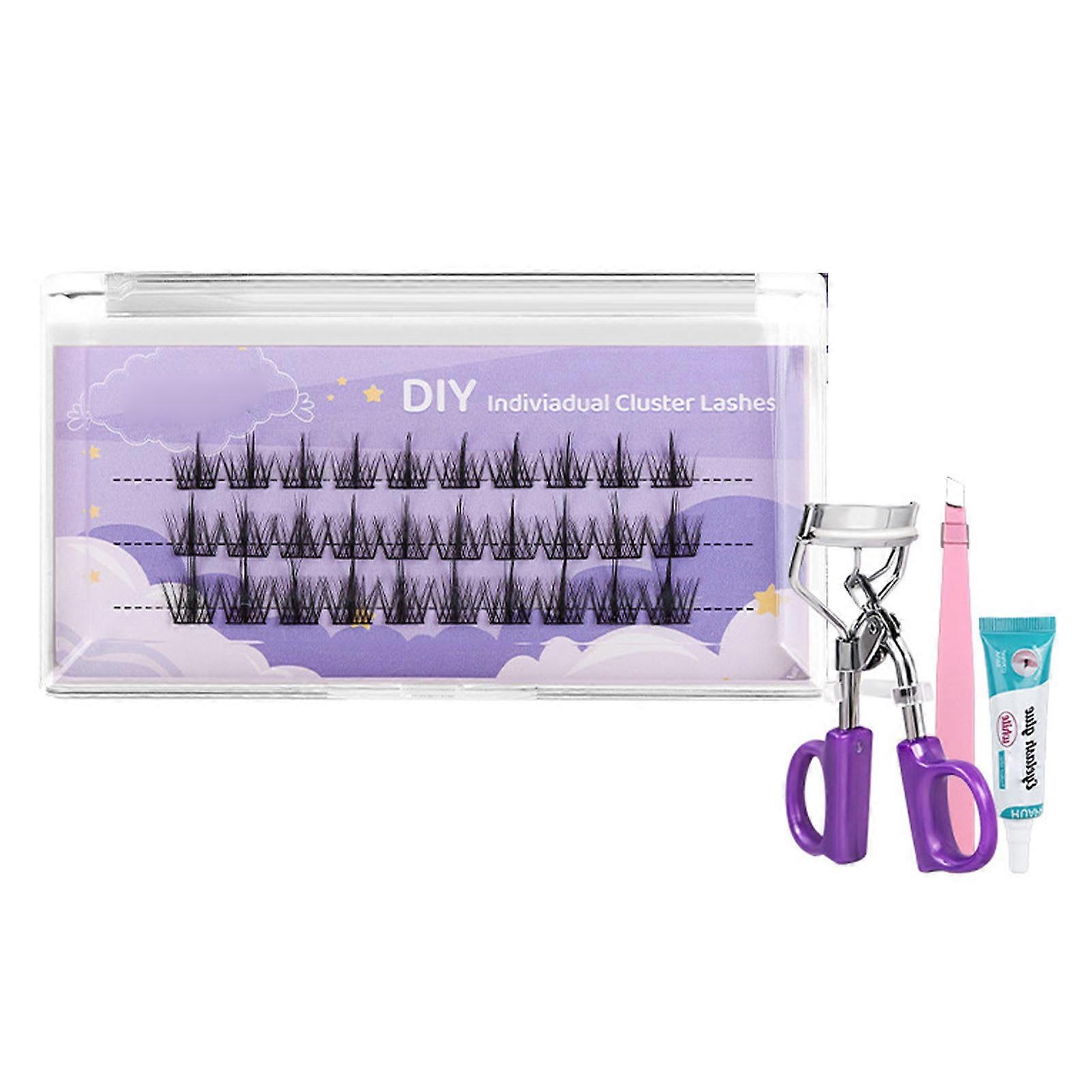 Cluster Eyelash Extension Kit Safe DIY Individual Lashes Tweezers Eyelash Curler Extension Glue Set