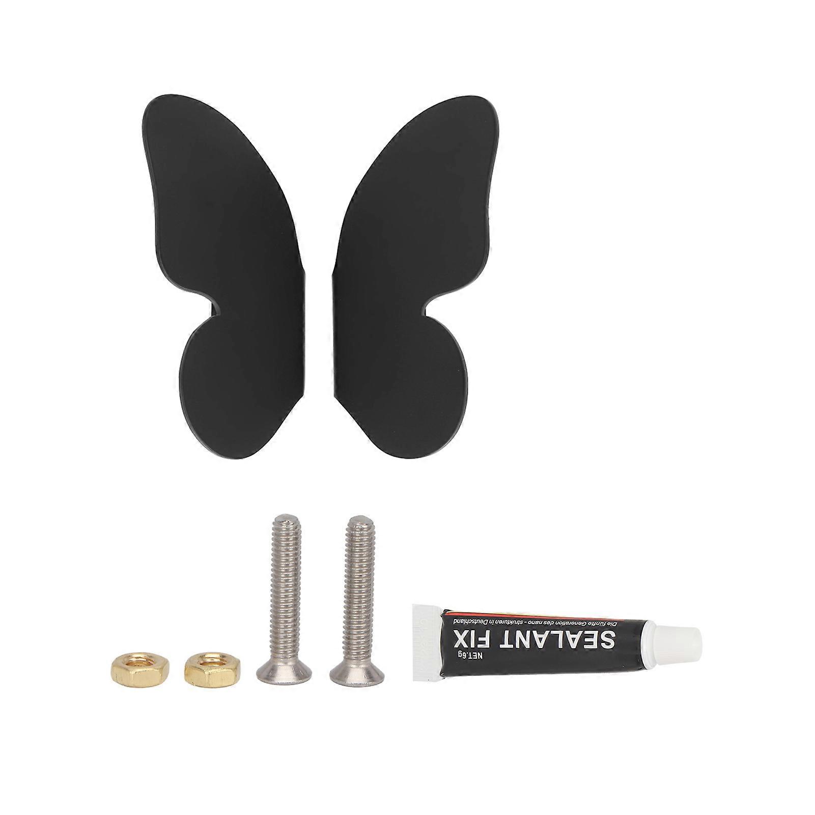 1 Pair Shoe Cabinet Pull Handles Rounded Edges Decorative Metal Brass Butterfly Shape Drawer Knobs Black