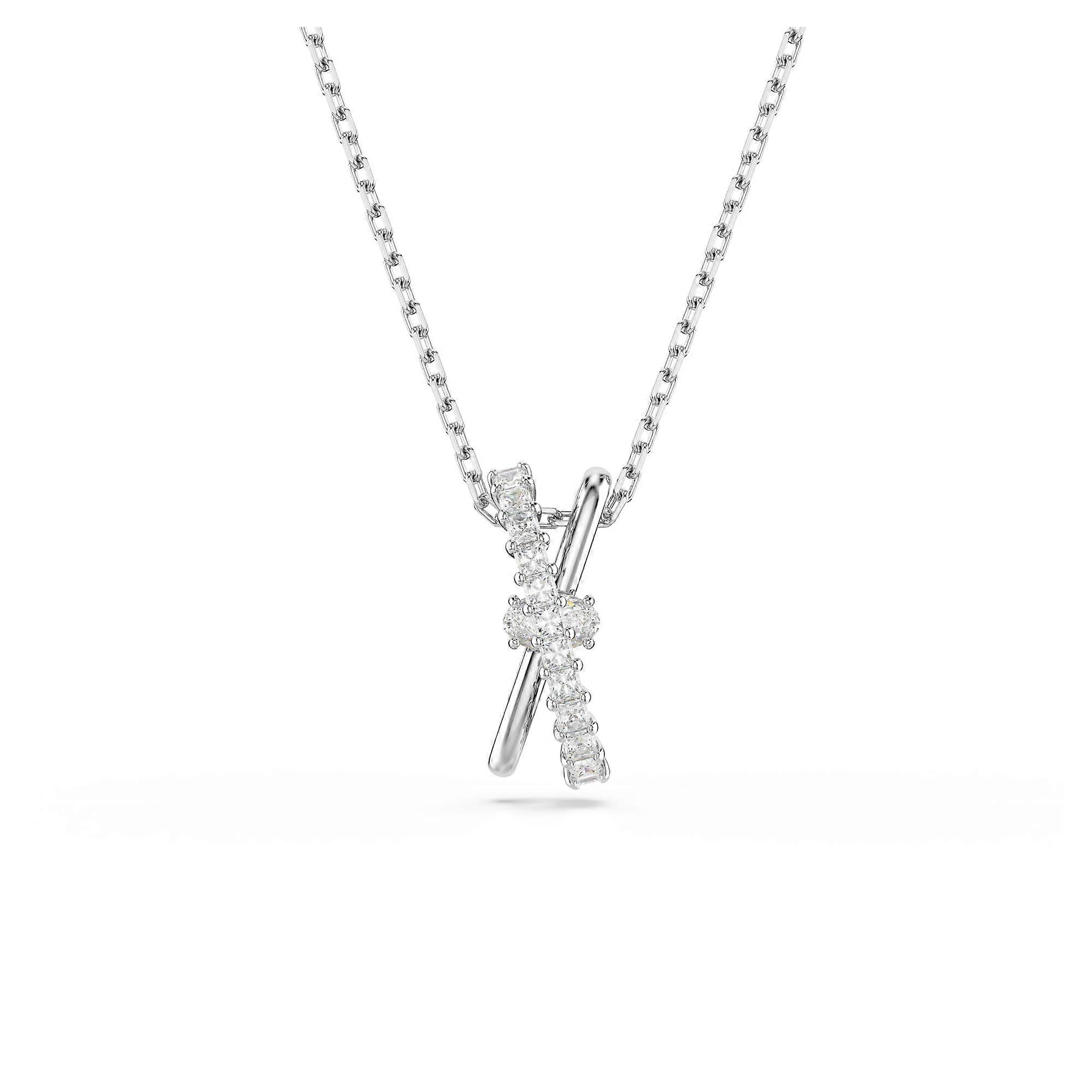 Hyperbola Pendant, Mixed Cuts, Twist, Clear, Rhodium Finished
