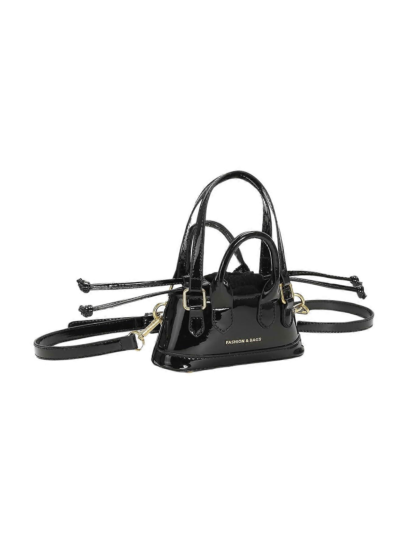 Women's Metallic Letter Print Drawstring Bucket Bag Double Handle Crossbody Shoulder Handbags