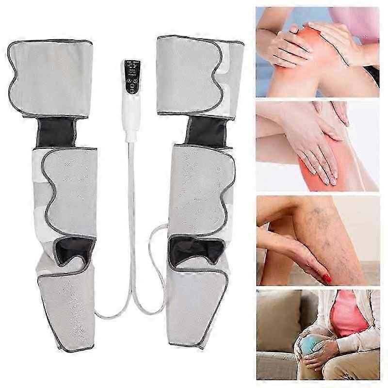 Air Compression Leg Massager Heating For Foot And Calf Thigh Circulation With Handheld Controller For Relief Pain Muscle Relax