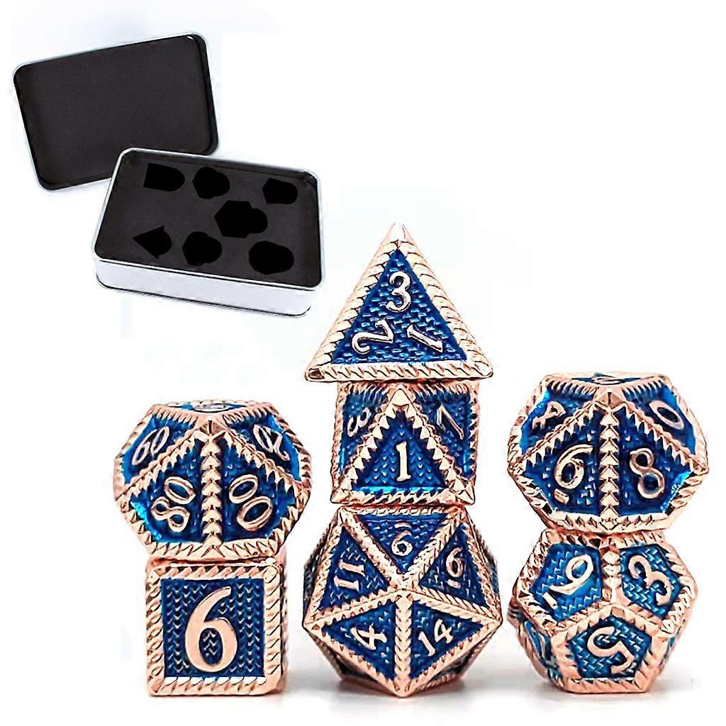 7Pcs/Pack Different Number of Faces Metal Dice Game Props Educational Toys with Box Children Multi-faceted Digital Dice