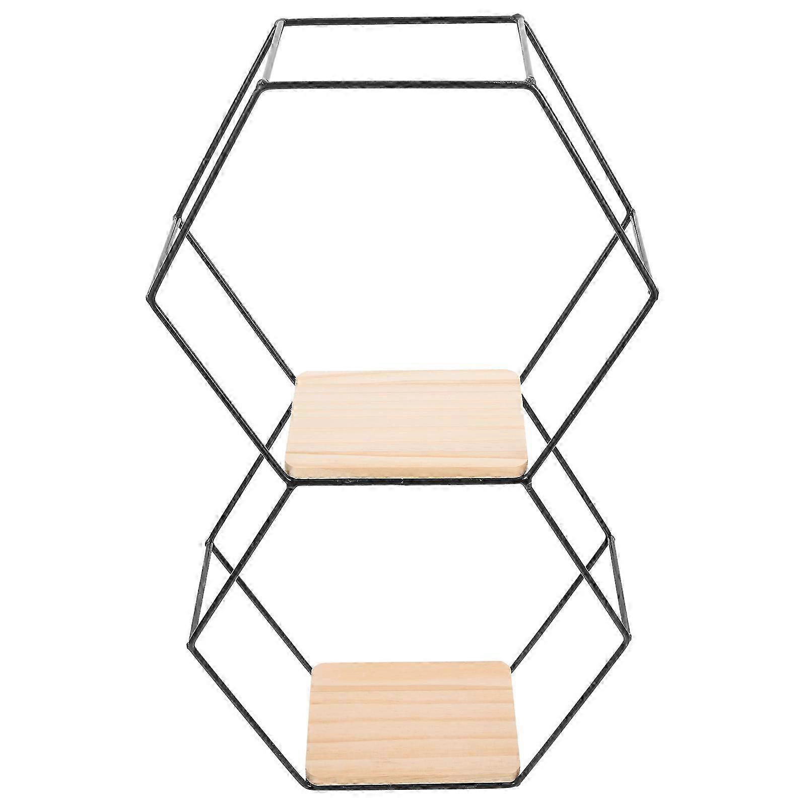 Hexagon Wall Shelves - 23x40x9.5cm Wall-Mounted Storage Rack