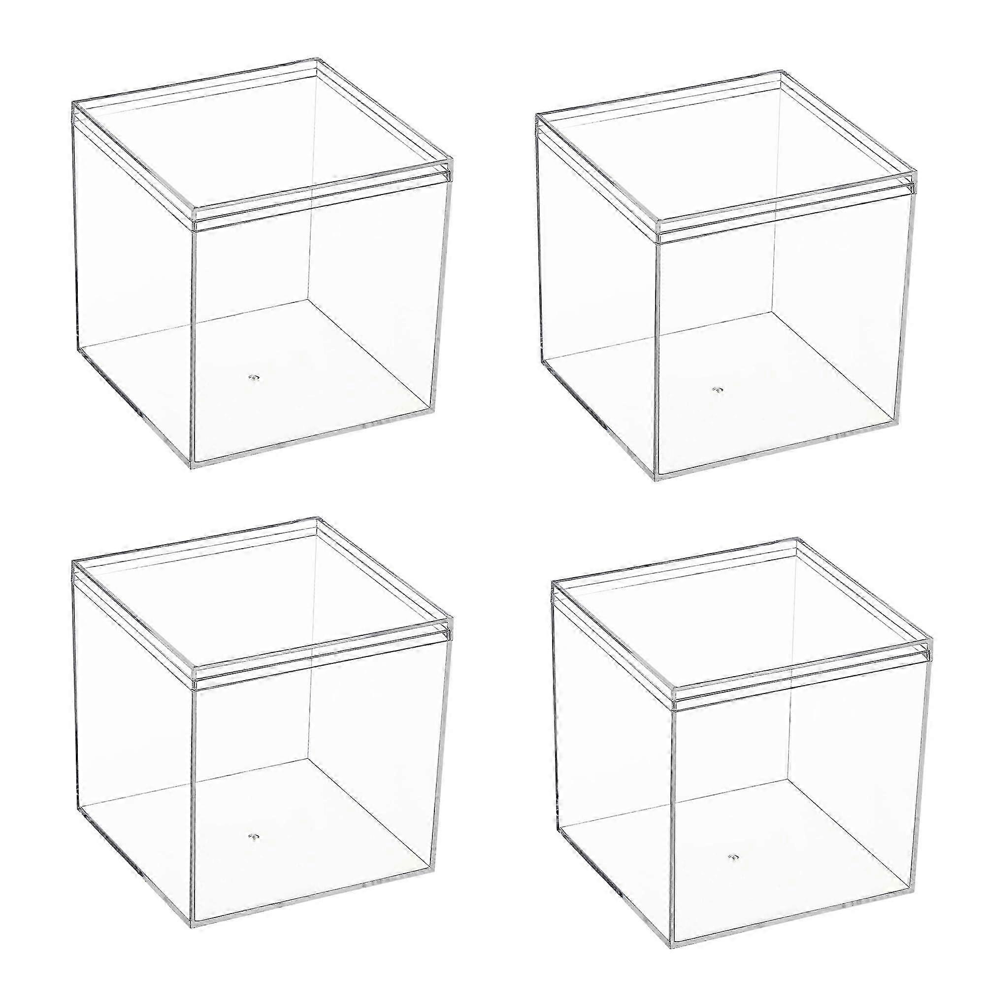 2025 4 Pack Clear Acrylic Boxes for Storage and Candy 4.7'×4.7'×4.7' Inches