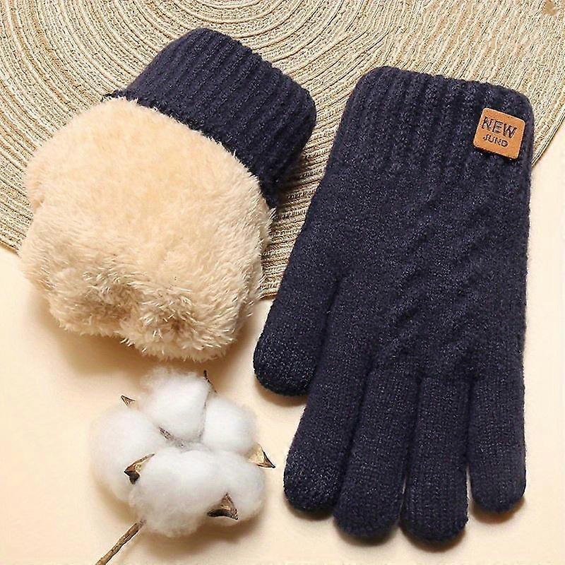 Thickened Double-layer Velvet Coldproof Warm Gloves: Short Elastic Touch Screen Gloves for Winter