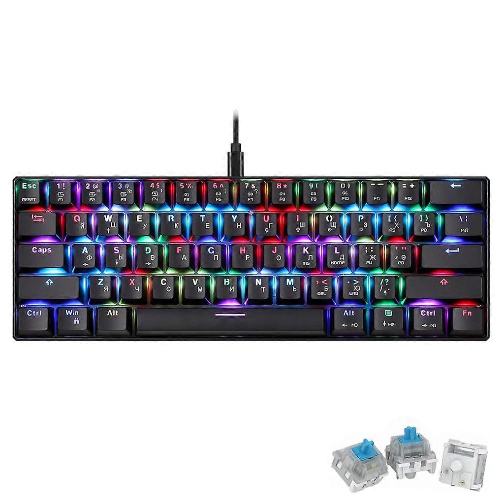 61-Key Mechanical Gaming Keyboard with Russian Font Anti-Ghosting Keyboard for