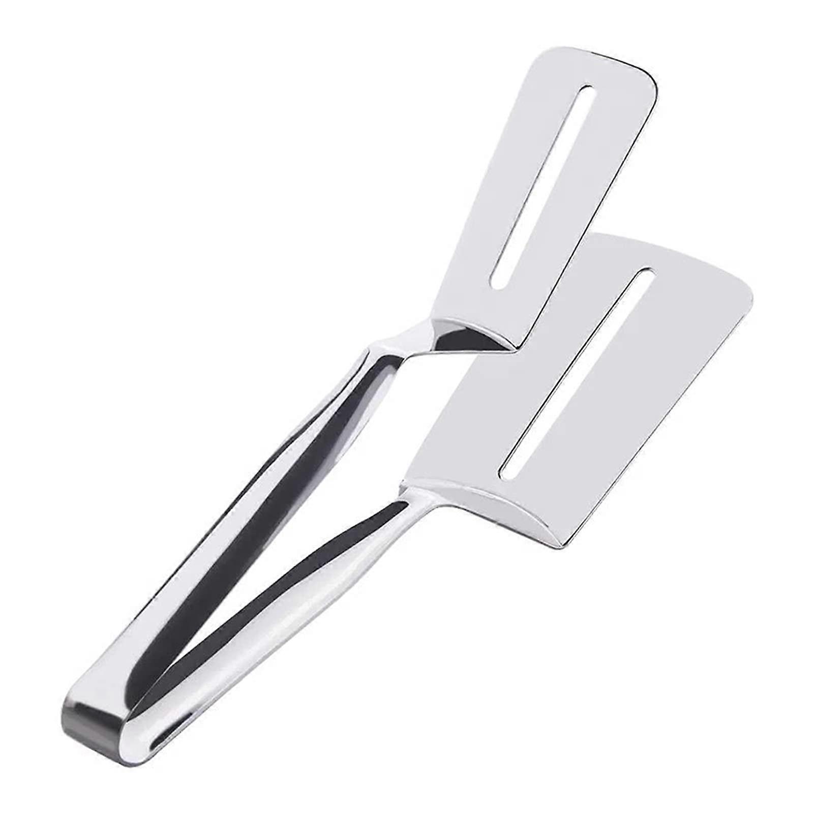 Stainless Steel Multi-Functional Steak Clamp Tongs - Double-Sided Spatula for Cooking, Grilling, and Serving