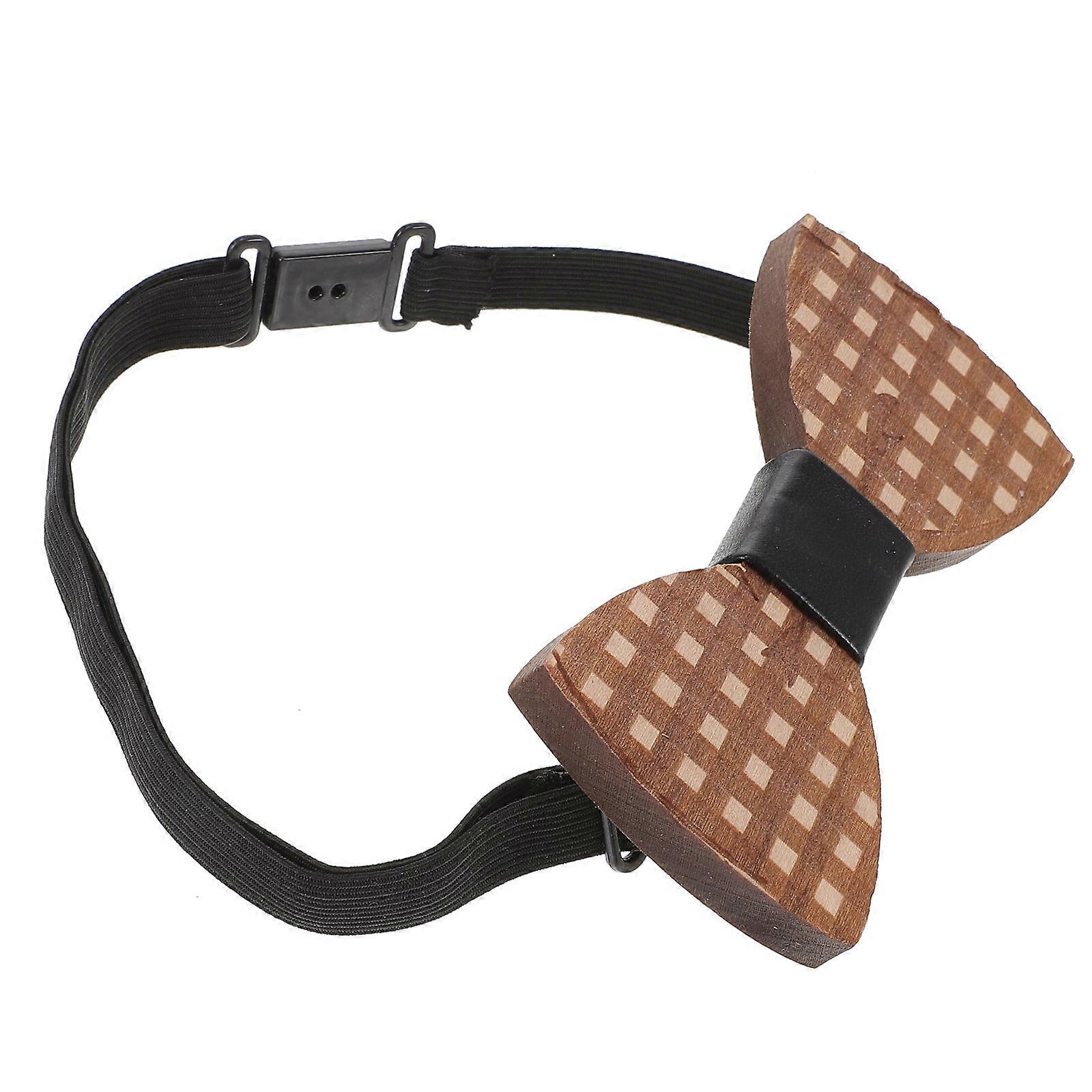 Wooden Bowtie for Men, Featuring Elastic Band and Geometric Patterns