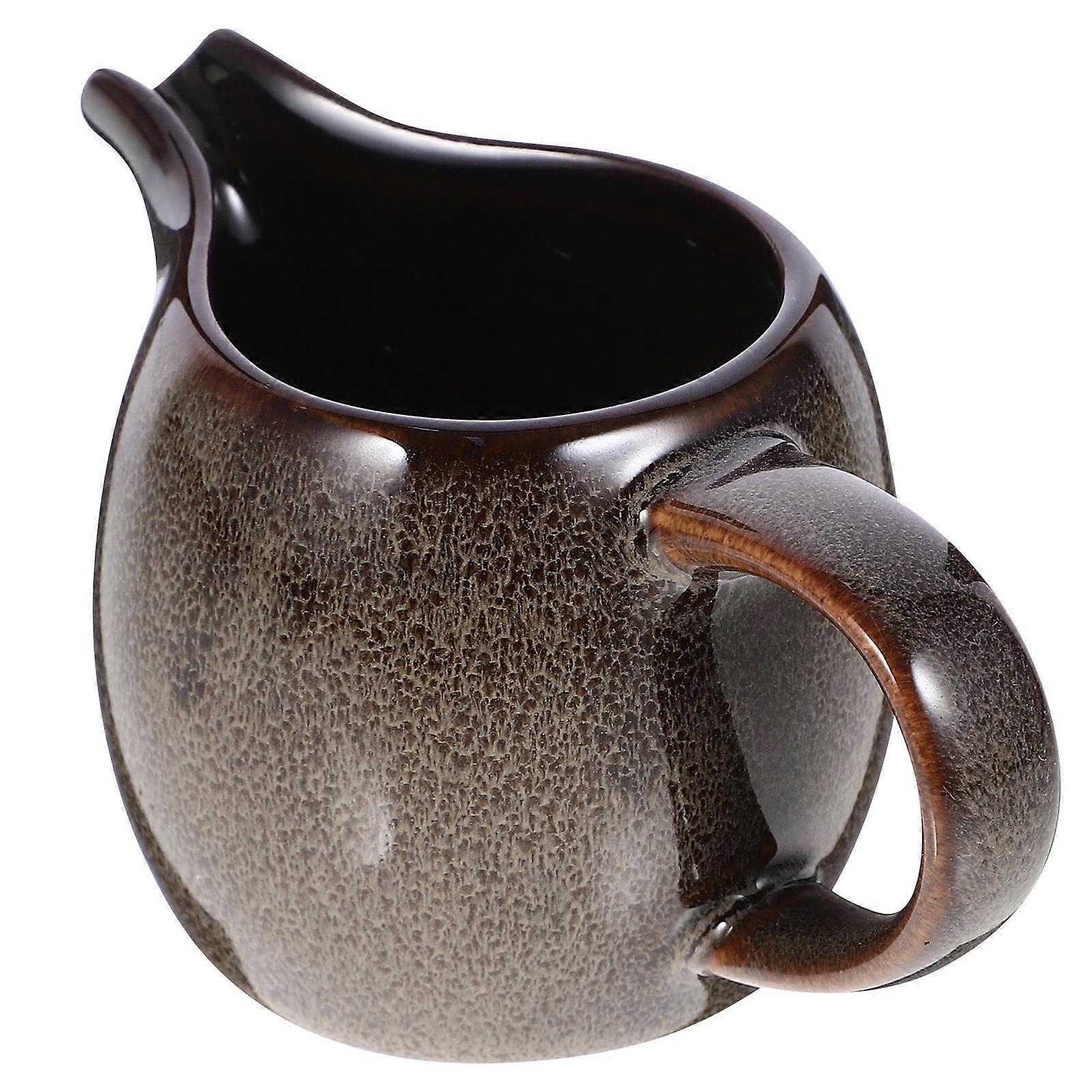 Ceramic Creamer Pitcher with Handle Spout – Small Grey Coffee Jug for Cream, Sugar & Sauce – Multi Use Decorative Dispenser for Home and Café Use
