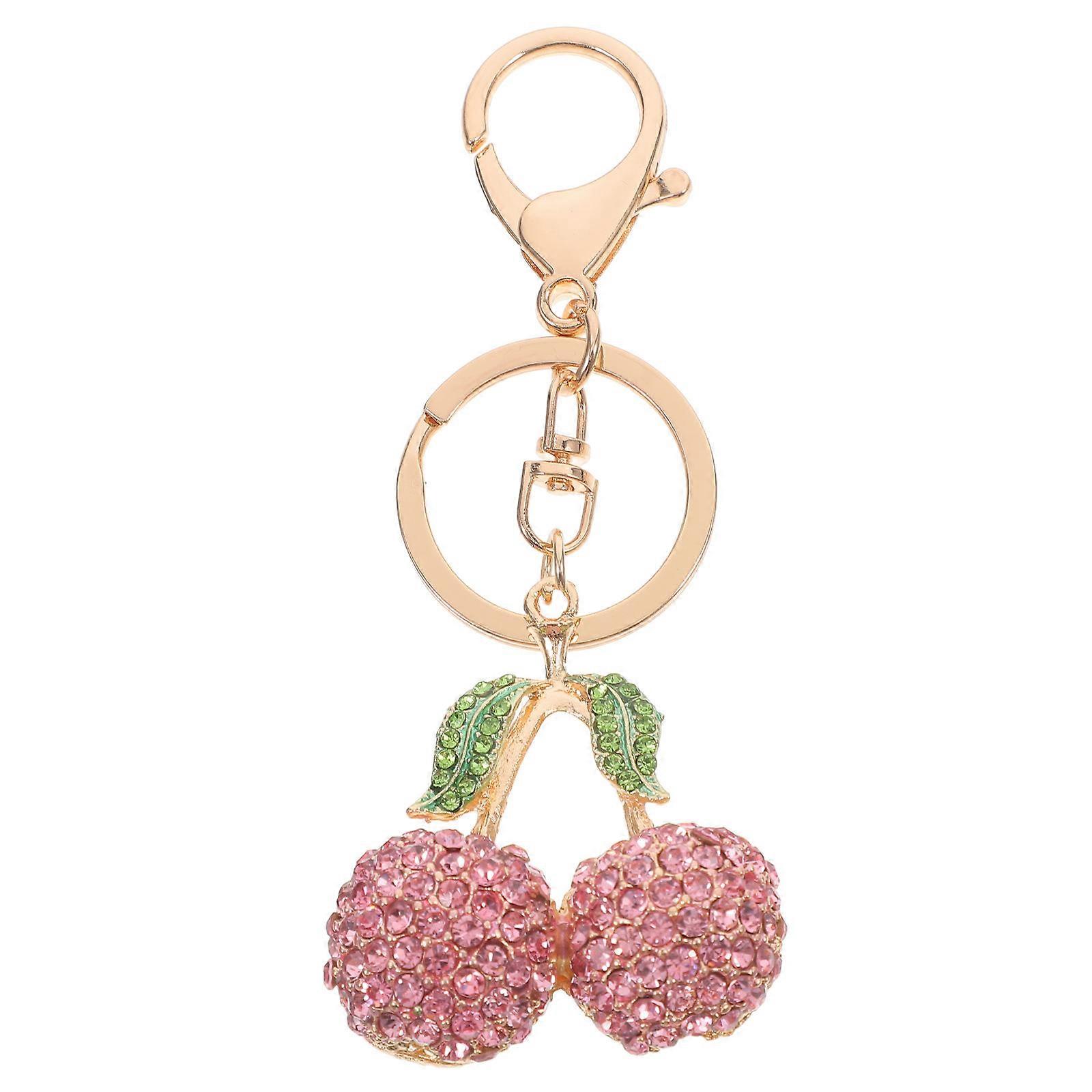 Cherry Keychain with Rhinestone Pendant Durable, Multi Functional Accessory for Keys, Bags, and Everyday Essentials Organization and Decoration