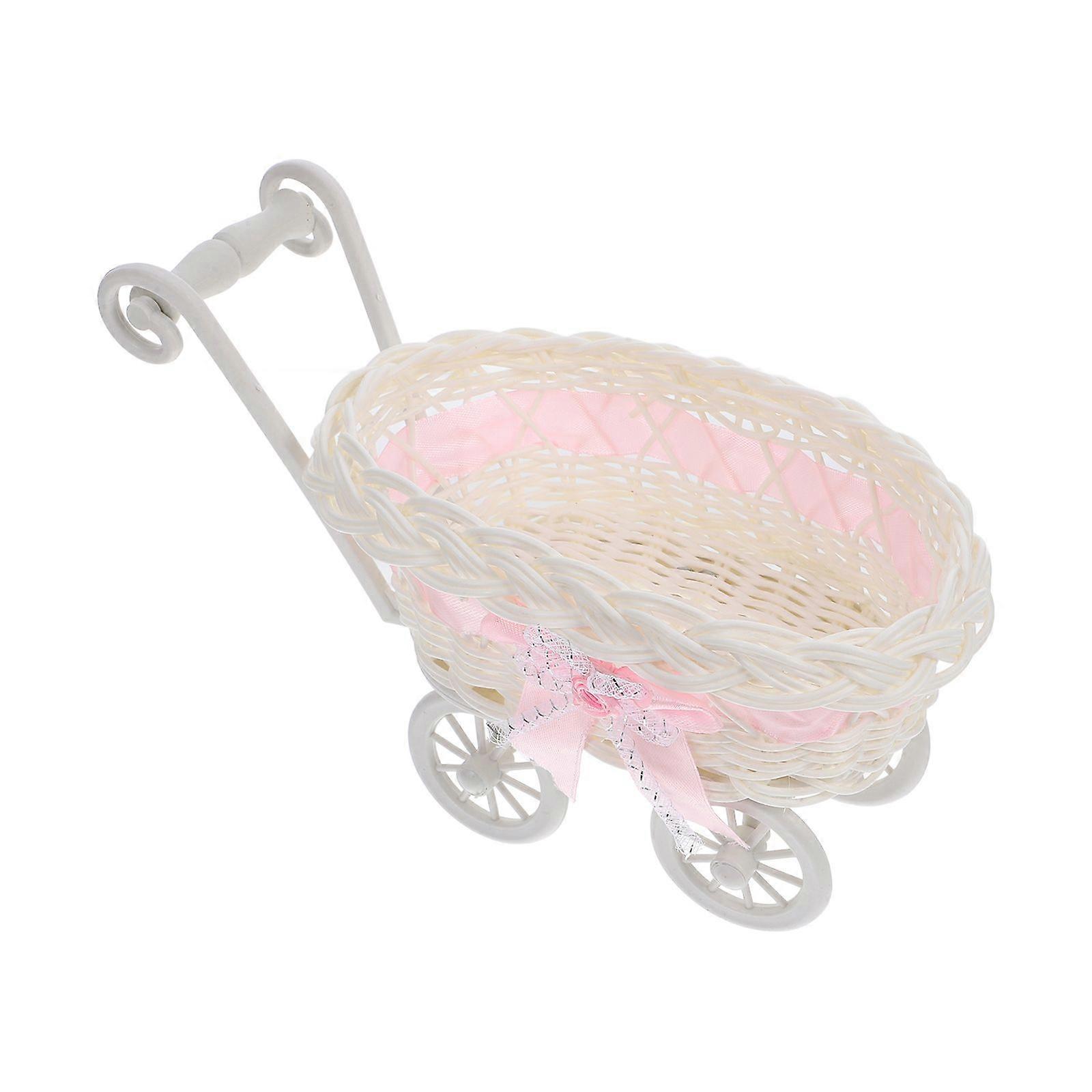 Mini tkane kosze z uchwytem Fałszywy rattanowy tkany kosz Uchwyt do przechowywania słodyczy Kosz na wózek