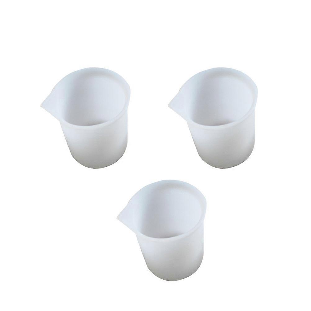 Small Measuring Cups for Liquids 3PCS 100ml Graduated Scale Lines Silicone Containers White Household Use