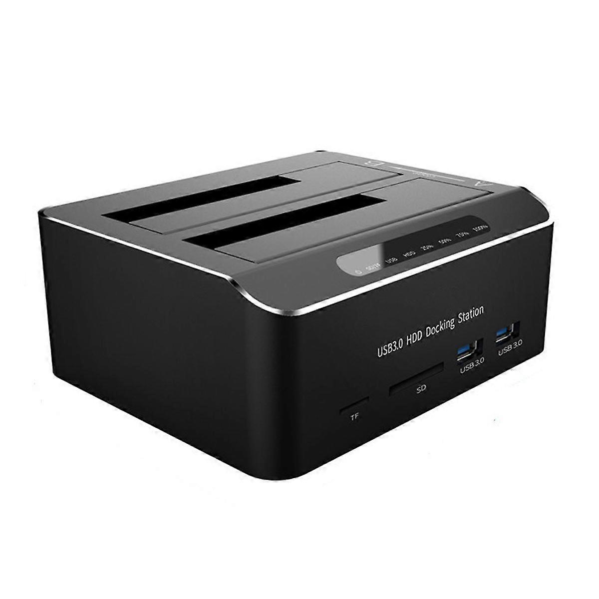 USB 3.0 to Dual Slot SATA HDD Docking Station Offline Clone Supports 2x 16TB SSD Dock for 2.5in 3.5in 100 to 240V EU Plug
