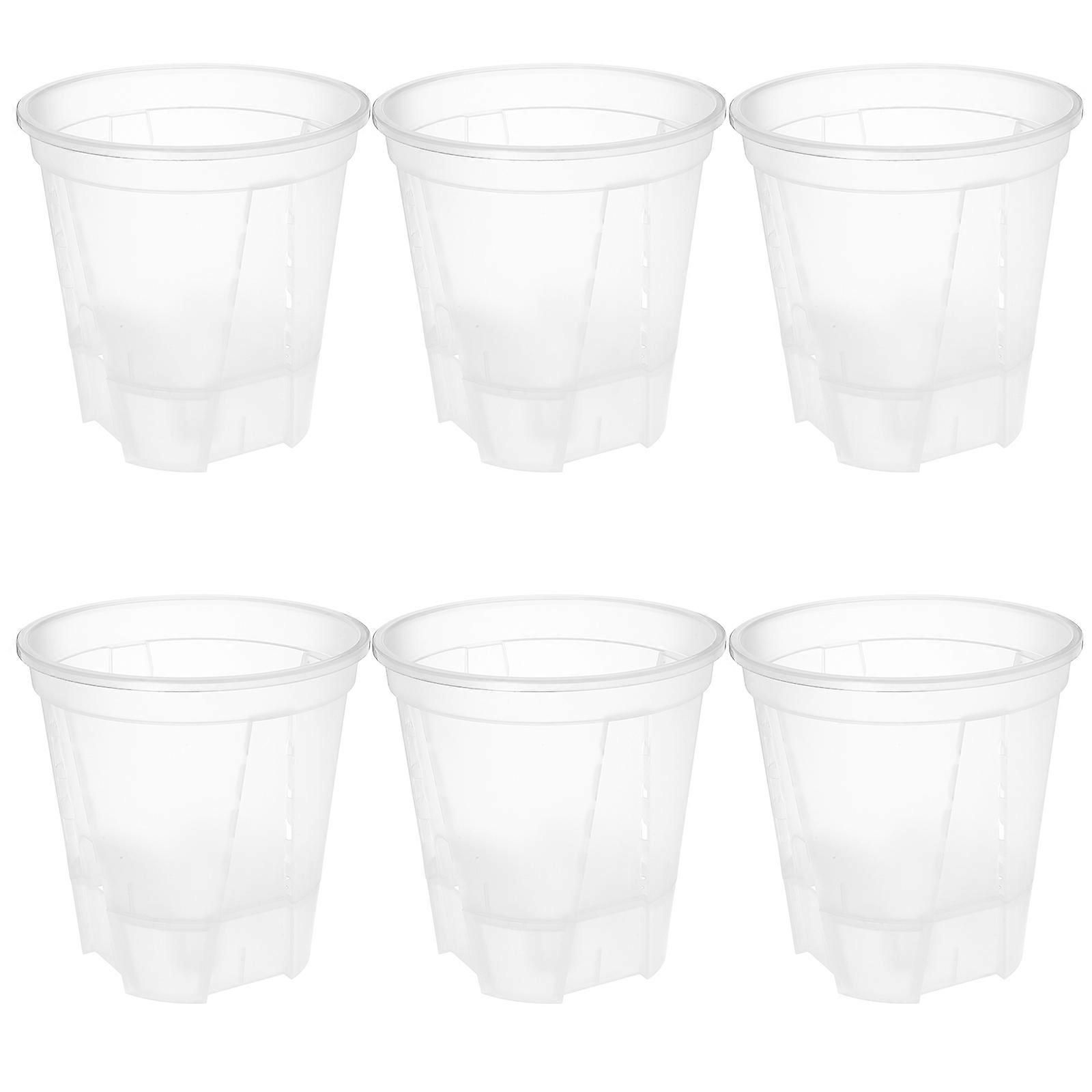 Self Drainage Planter Orchid Pot Transparent PP Material Square Shape for Indoor Use 6Pcs