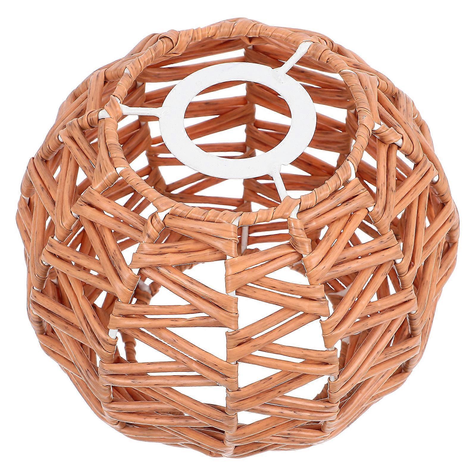 Pendant Lampshade Plastic Woven Lampshade Pendant Light Khaki 18.00X18.00X15.00CM Woven Pattern For Floor Lamp 1Set