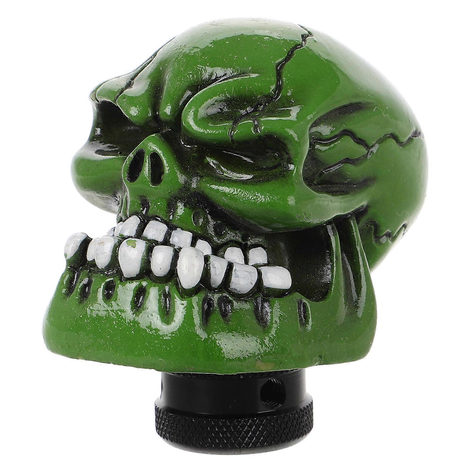 Manual Transmission Shift Knob Gear Shift Knob Skull Shape Green Resin Durable 1Pcs