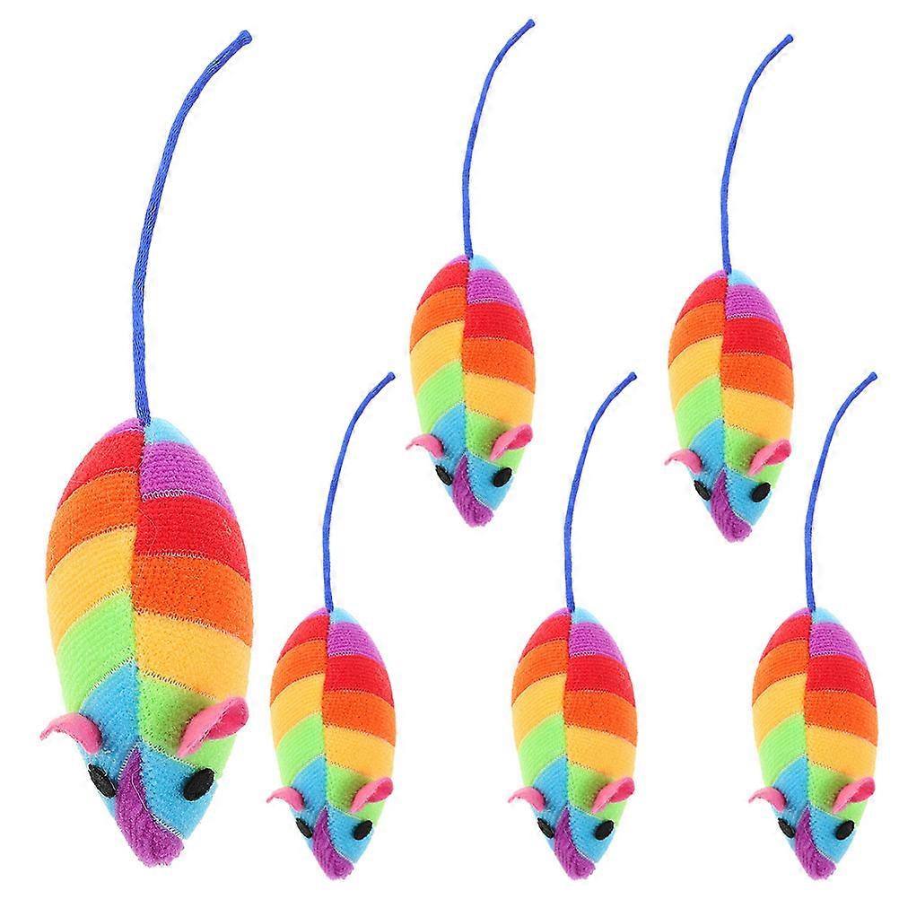 Hide Mouse Cat Hunting Response Trigger Cartoon Mouse Design Cat for Indoor Play Red 16x3cm 6Pcs