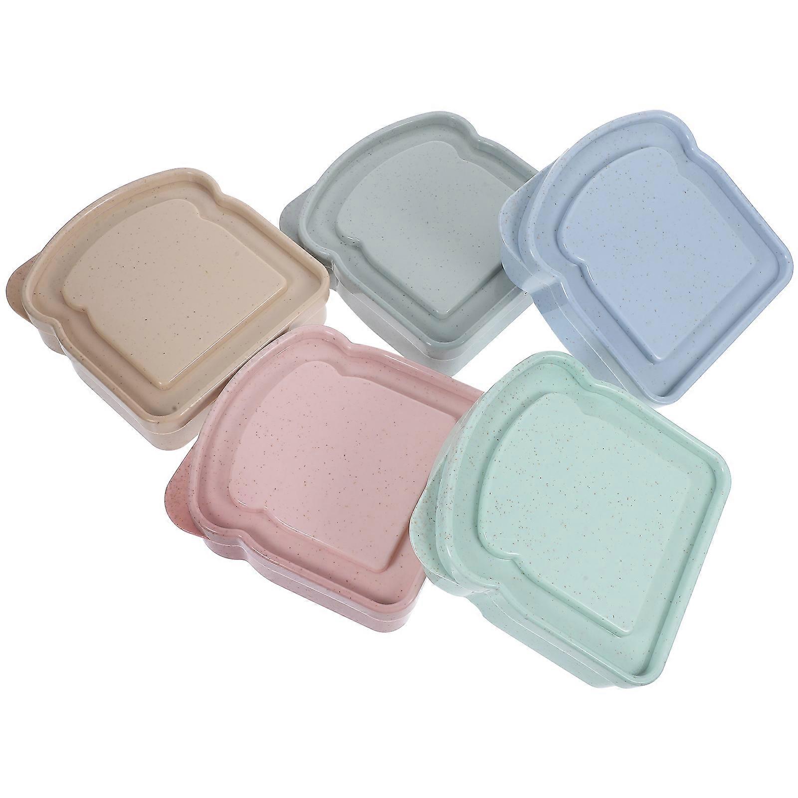 Bread Box Reusable Rectangular Food Storage Container For Home Use Green 5Pcs