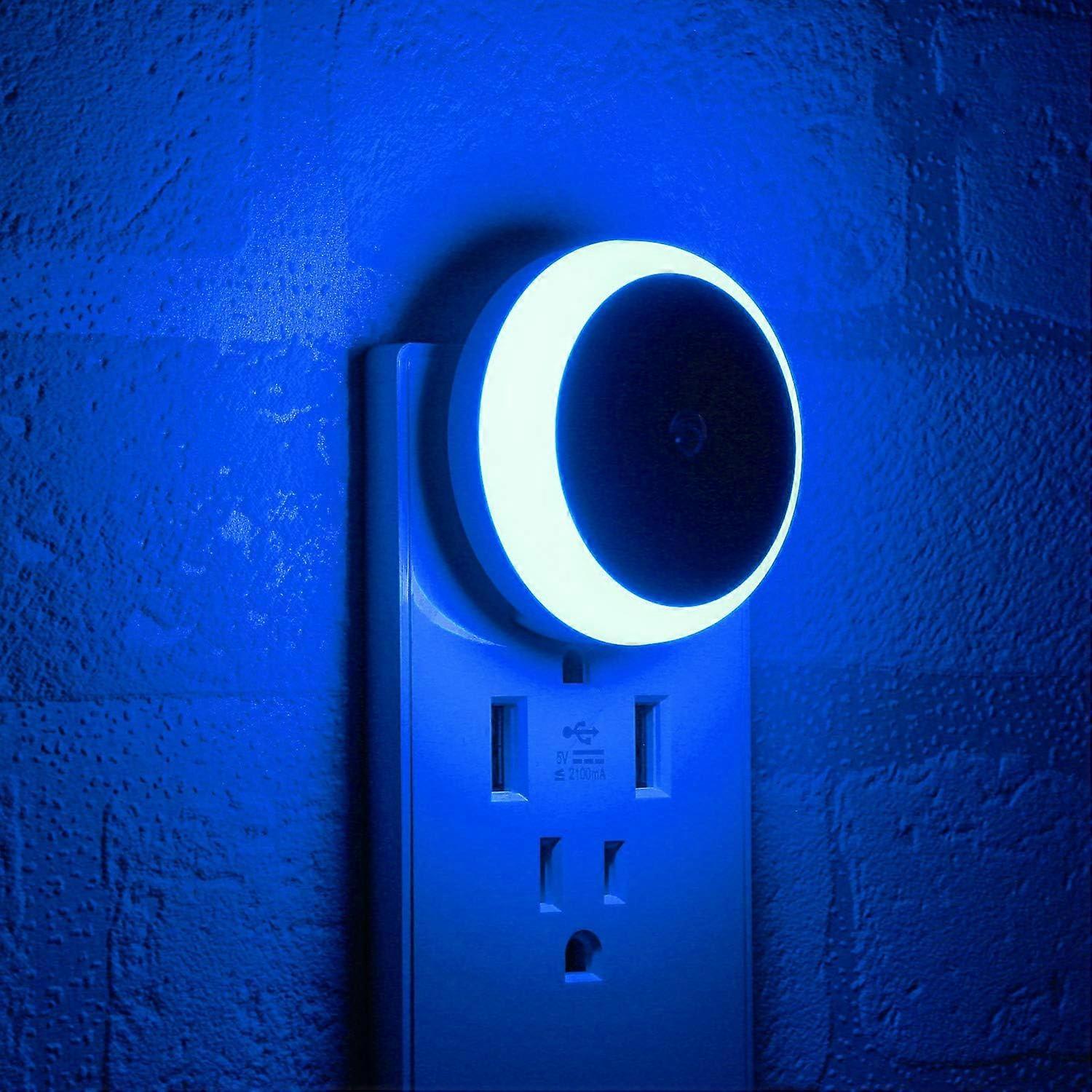 Blue Night Light, Smart Light Sensor, LED Night Light Plug into Wall, Diffused Light, Energy Efficient, for Bedroom, Bathroom, Kitchen, Hallway, -12