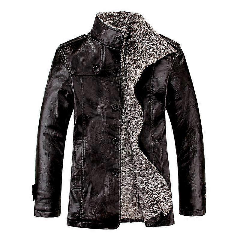 Large Size Leather Men's Jacket Autumn and Winter Lapel Fur Jacket Dad Leather Jacket