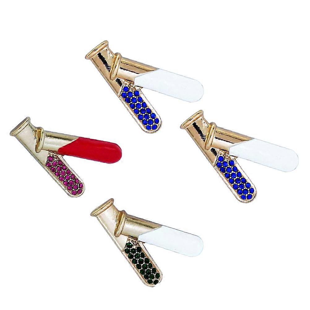 4pcs Metal Alloy Chemistry Beaker Brooch Pins for Sweaters, Scarves, and Bags – Stylish Science Themed Lapel Badges, Random Color