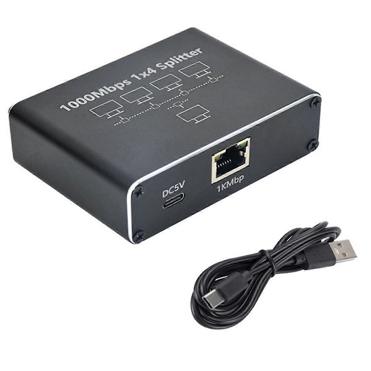 1-to-4 RJ45 Network Port Ethernet Splitter Suitable for PC Laptops