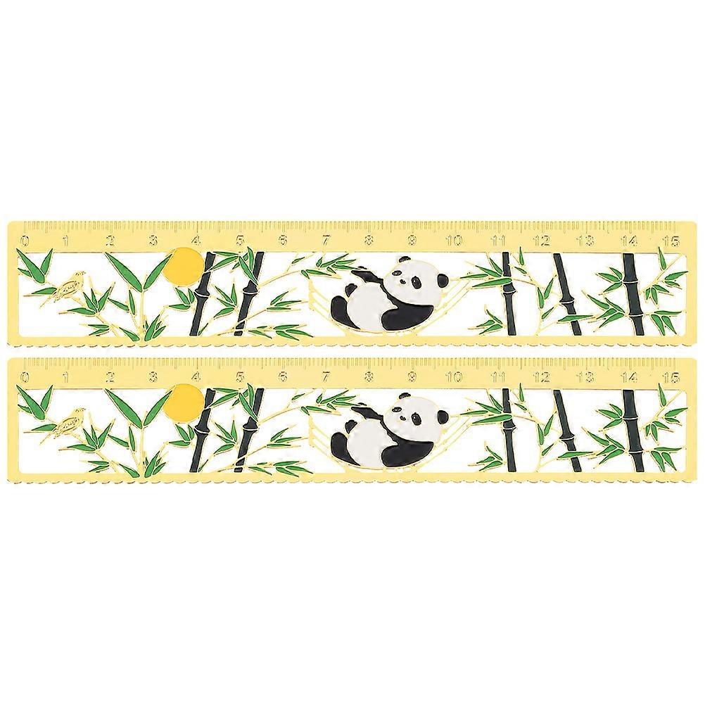 Decorative Metal Bookmark Straight Ruler Chinese Retro Style Measurement Book Marker 2Pack