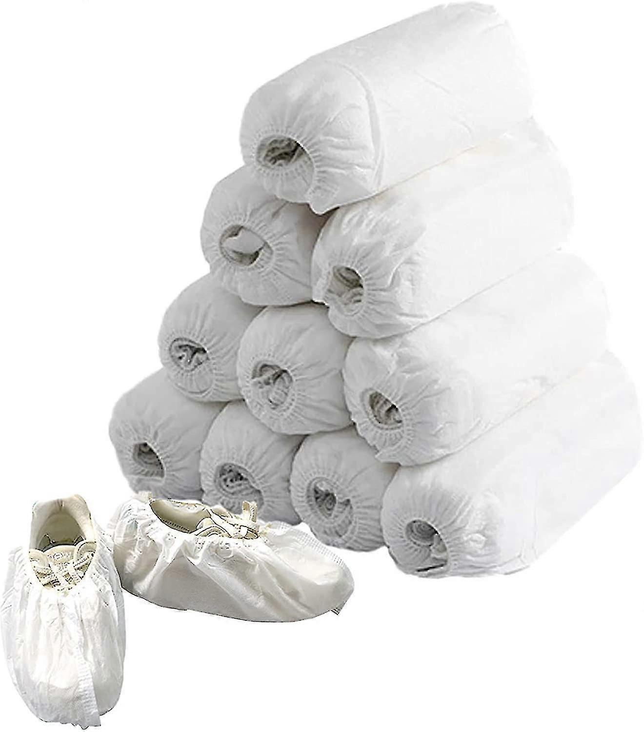 أبيض 100 حزمة أغطية أحذية غير منسوجة يمكن التخلص منها لتنظيف السجاد وحماية الأرضيات