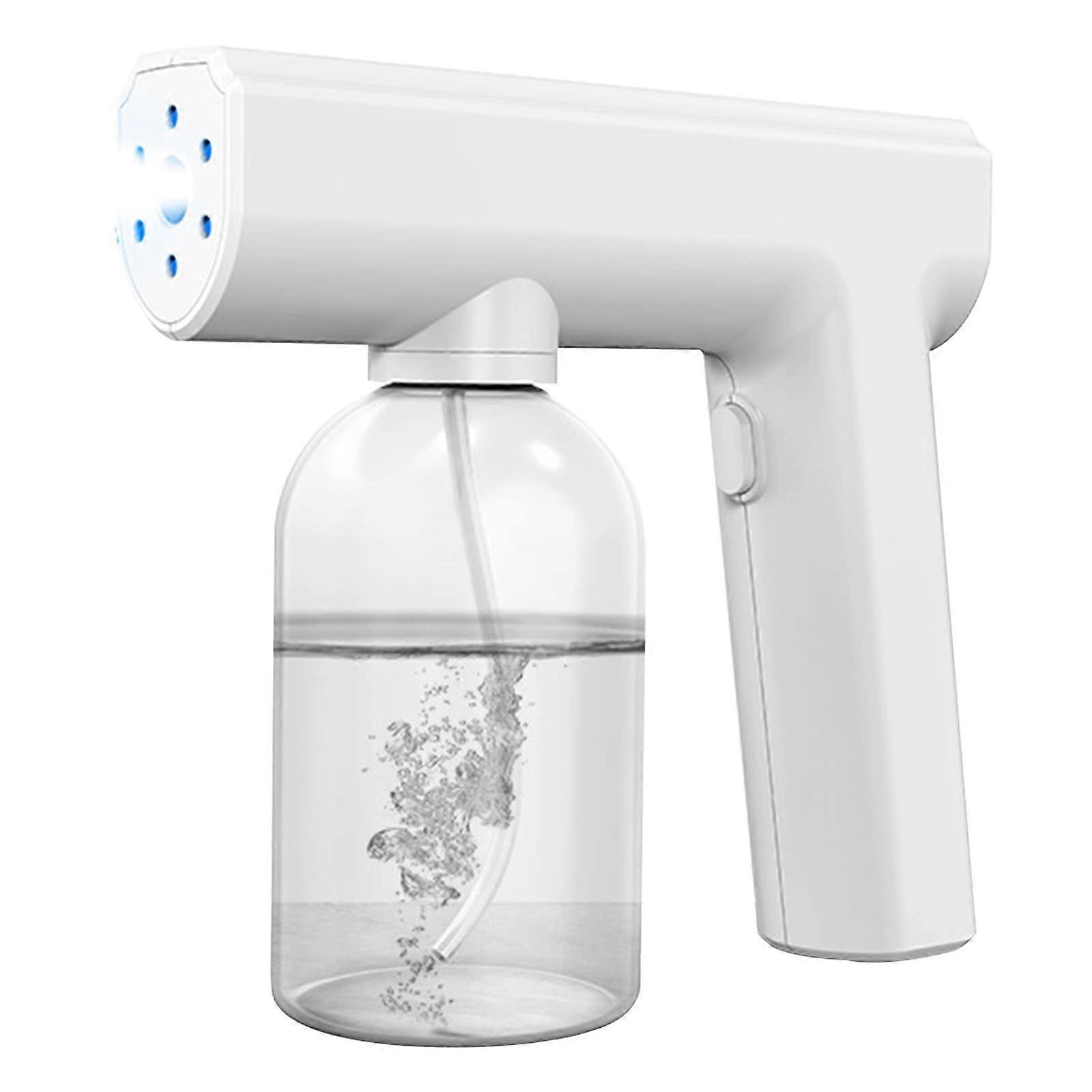 Nano Atomization Disinfectant Spray Gun, Wireless Blue Light Steam Sterilization Mist Machine (White)