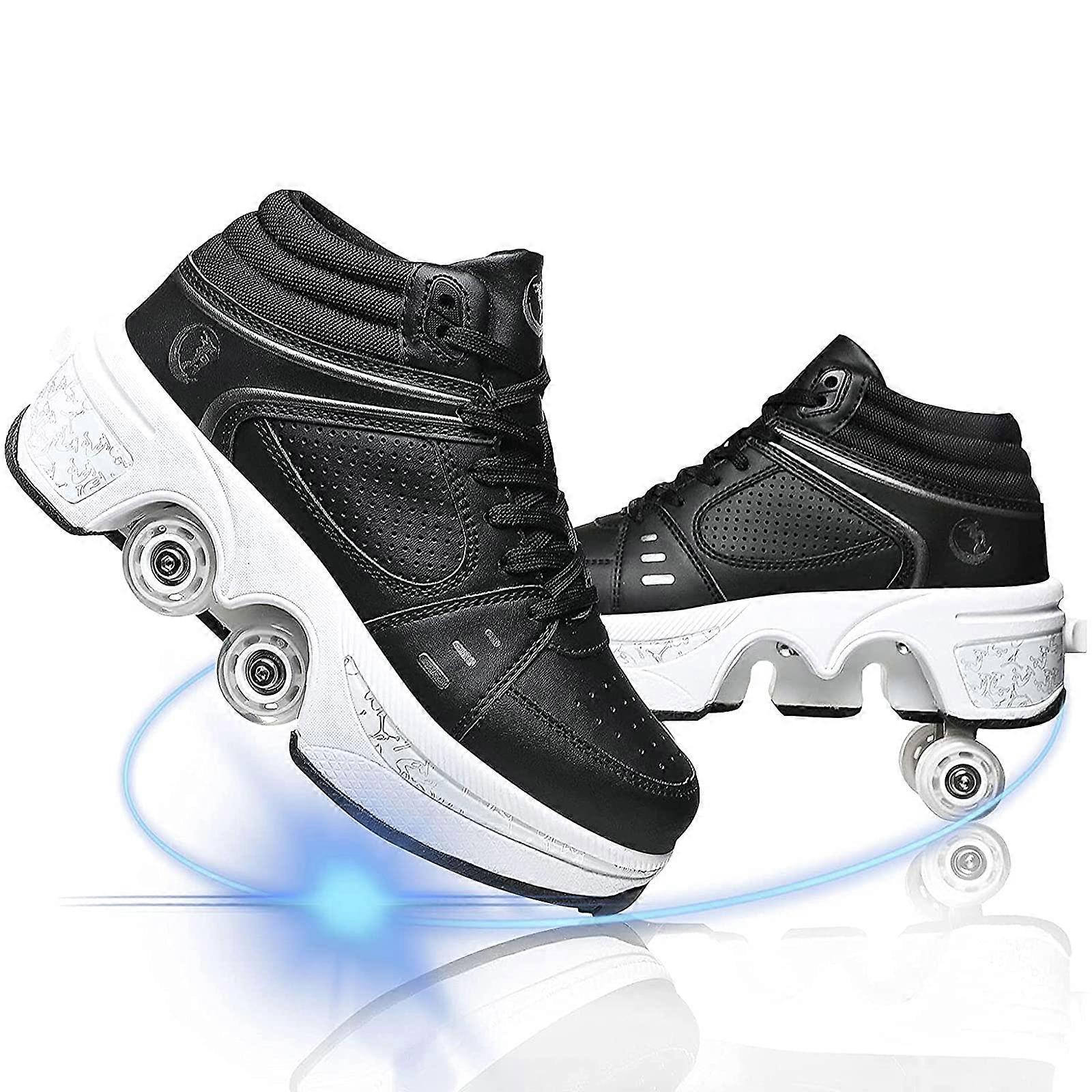 Roller Skates, 2in1 Roller Skates, Sports Shoes, Inline Skates, Men for , Invisible Shoes, Black43 Black 43