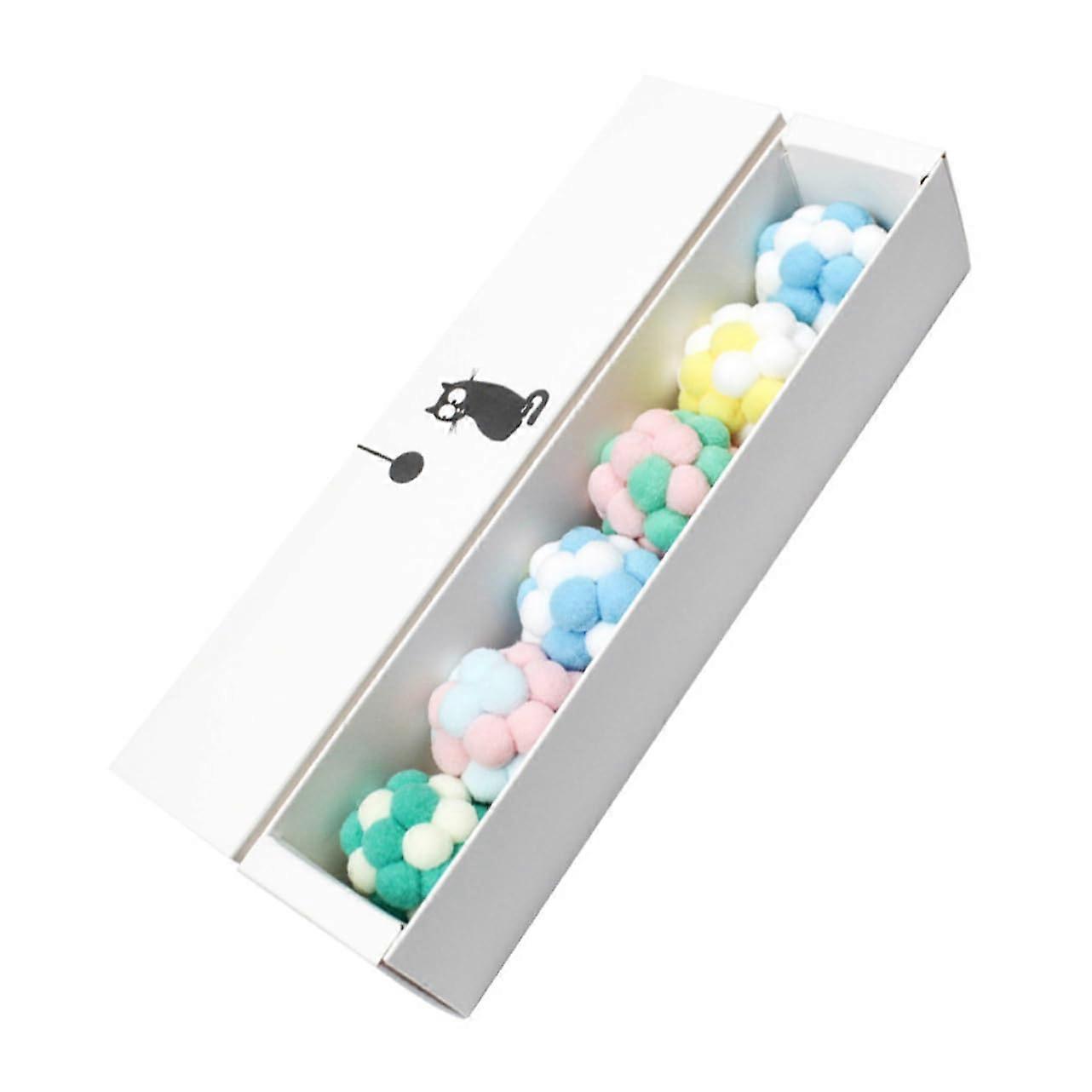 Cat Plush Balls With Bells - Interactive Kitten Toys - 6-Pack Soft Plush Cat Balls For Chewing - Hours Of Fun
