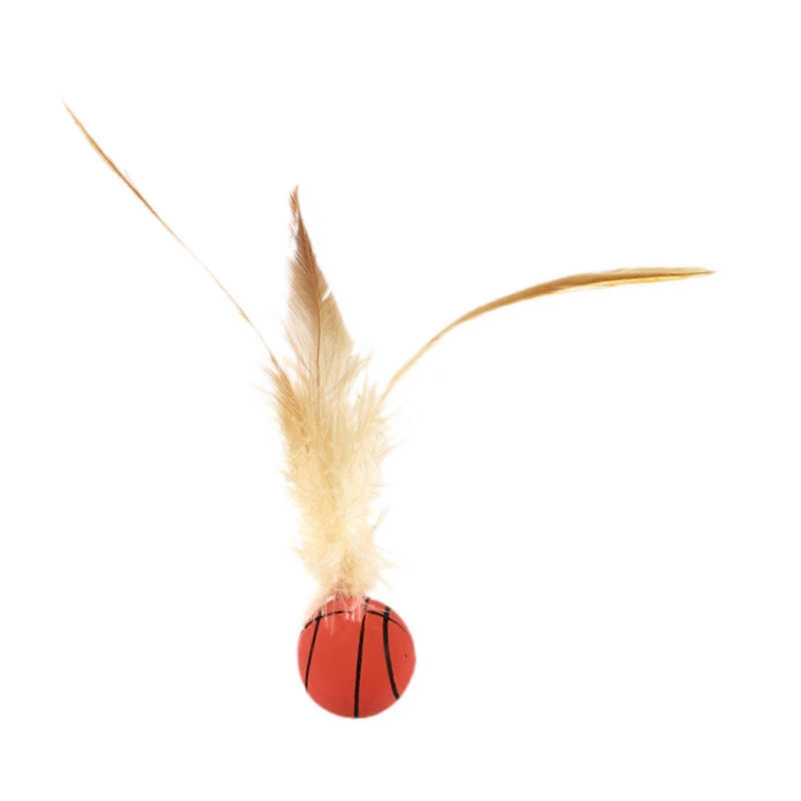 Bouncy Interactive Cats Ball Toy for Indoor Cats, Cat Feather Toy for Kittens, Soft Material Basketball Design