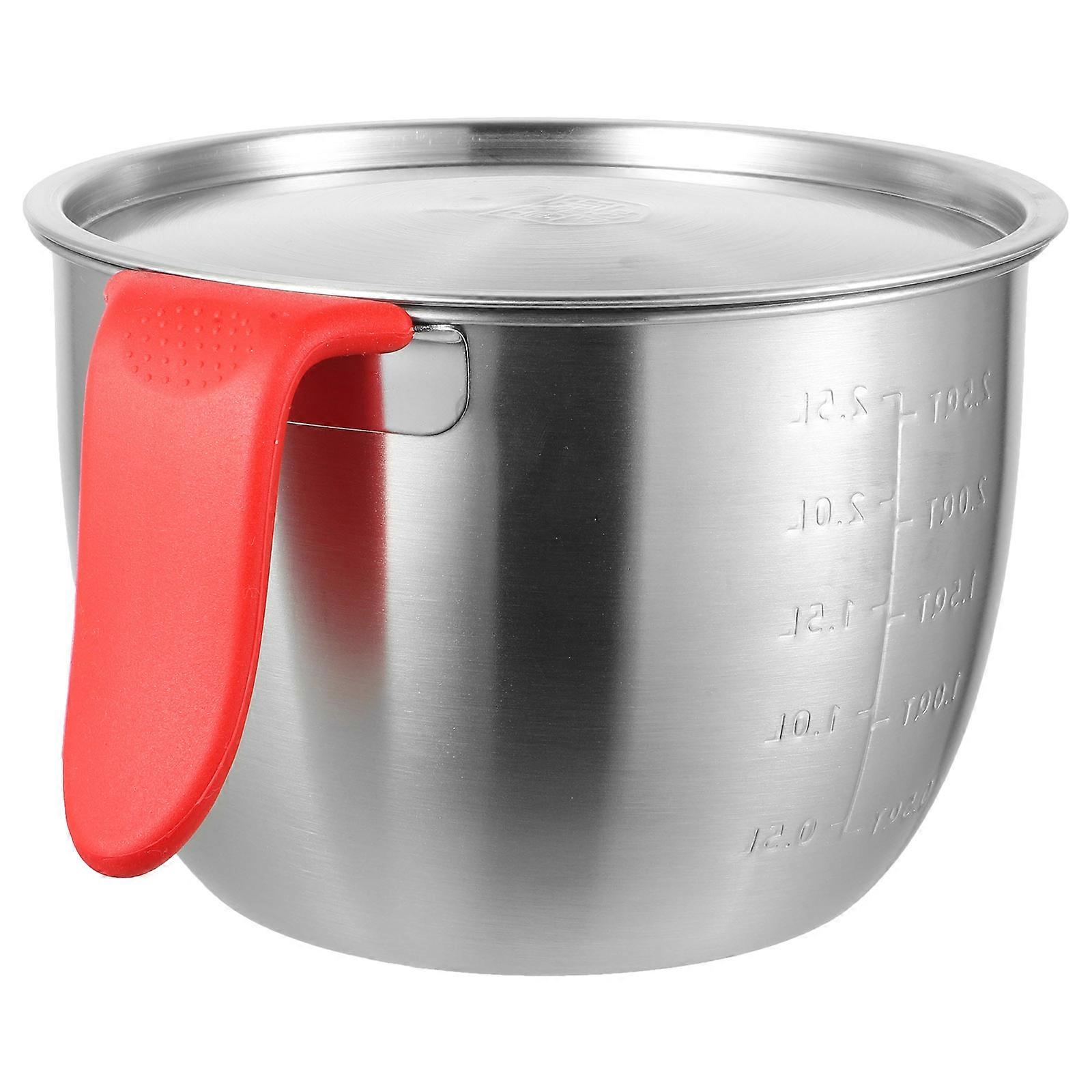 Stainless Steel Mixing Bowl with Lid and Handle Non Slip Base for Salad, Egg, and Food Preparation Kitchen Accessory for Baking and Marinating