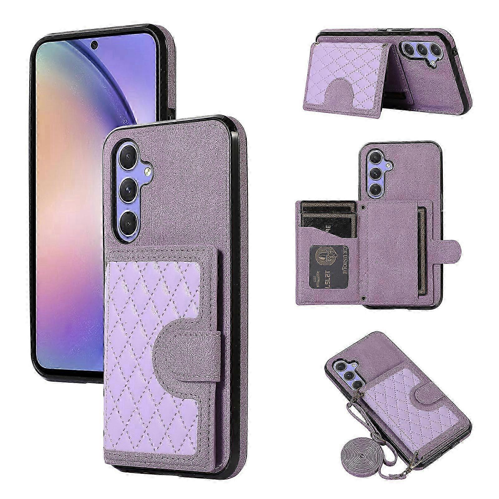 لحقيبة بطاقة Samsung Galaxy S24 Series Crossbody Diamond للنساء ، جراب هاتف من جلد PU مع غطاء حامل بطاقة حجب RFID لسامسونج جالاكسي
