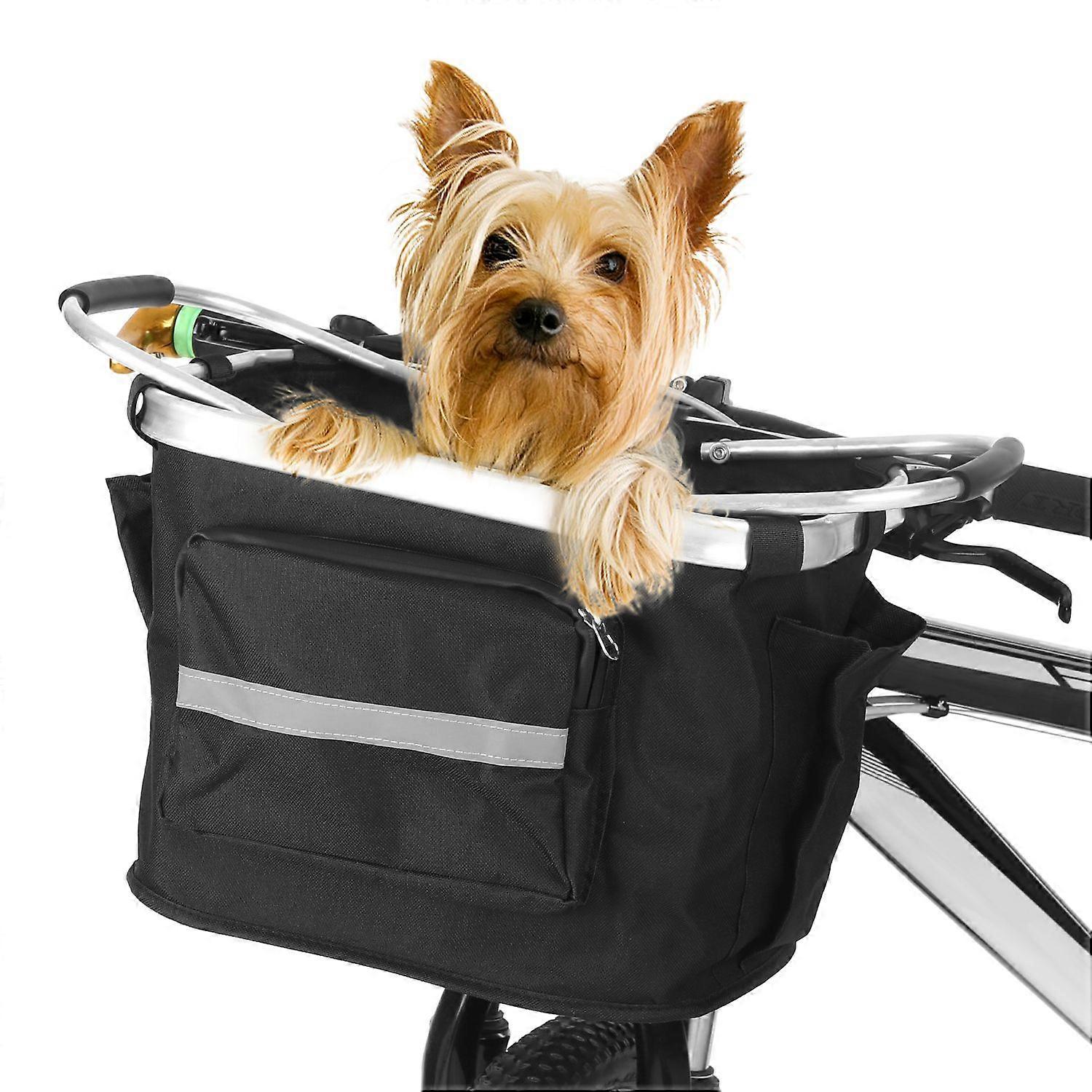 Collapsible Bike Basket Detachable Bicycle Handlebar Front Basket Bag Pet Carrier Bag for Shopping CommutingYMQX)