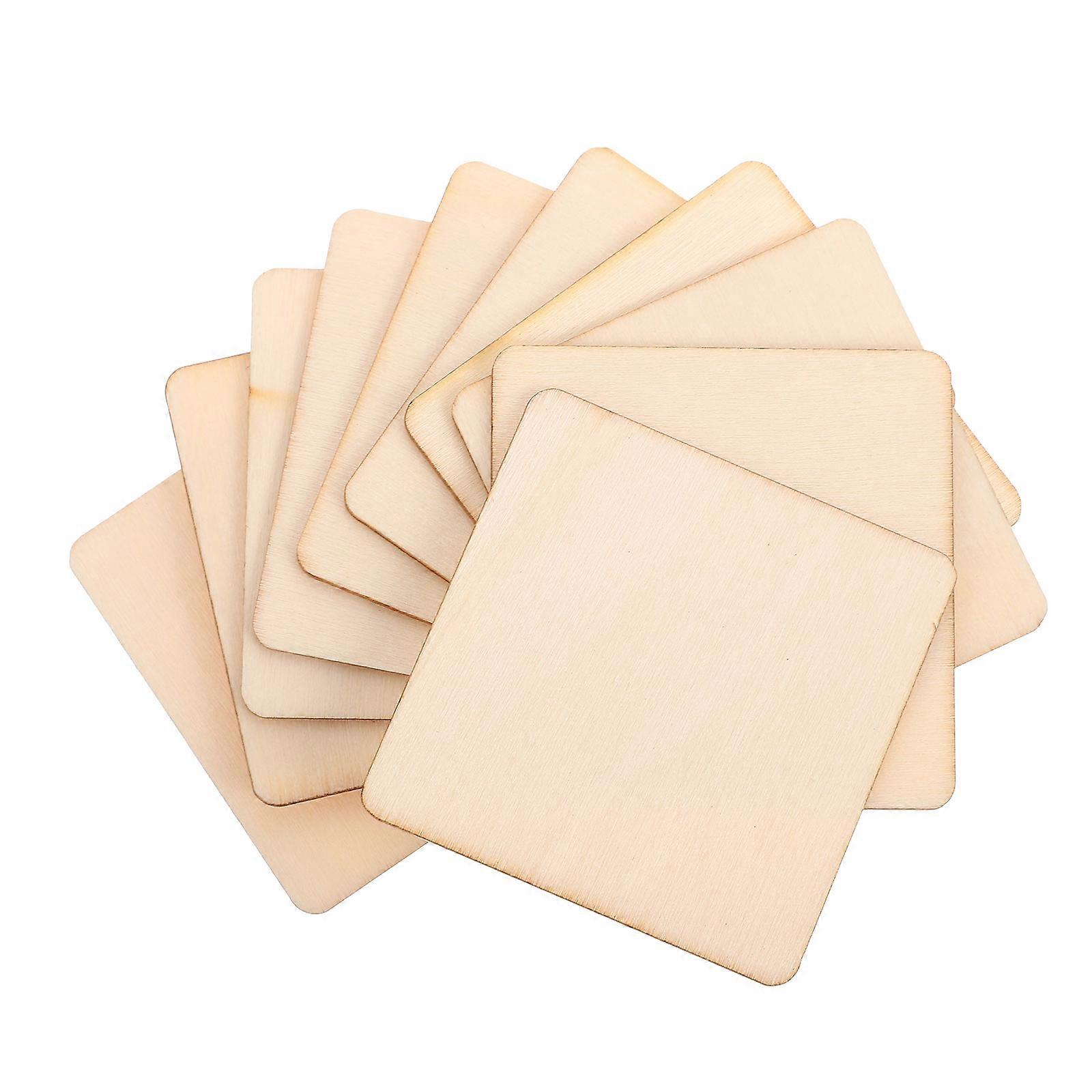 Natural Unfinished Wood Square Blanks 10pcs Pack for DIY Crafts, Home Decor, Educational Projects & Creative Activities for Adults