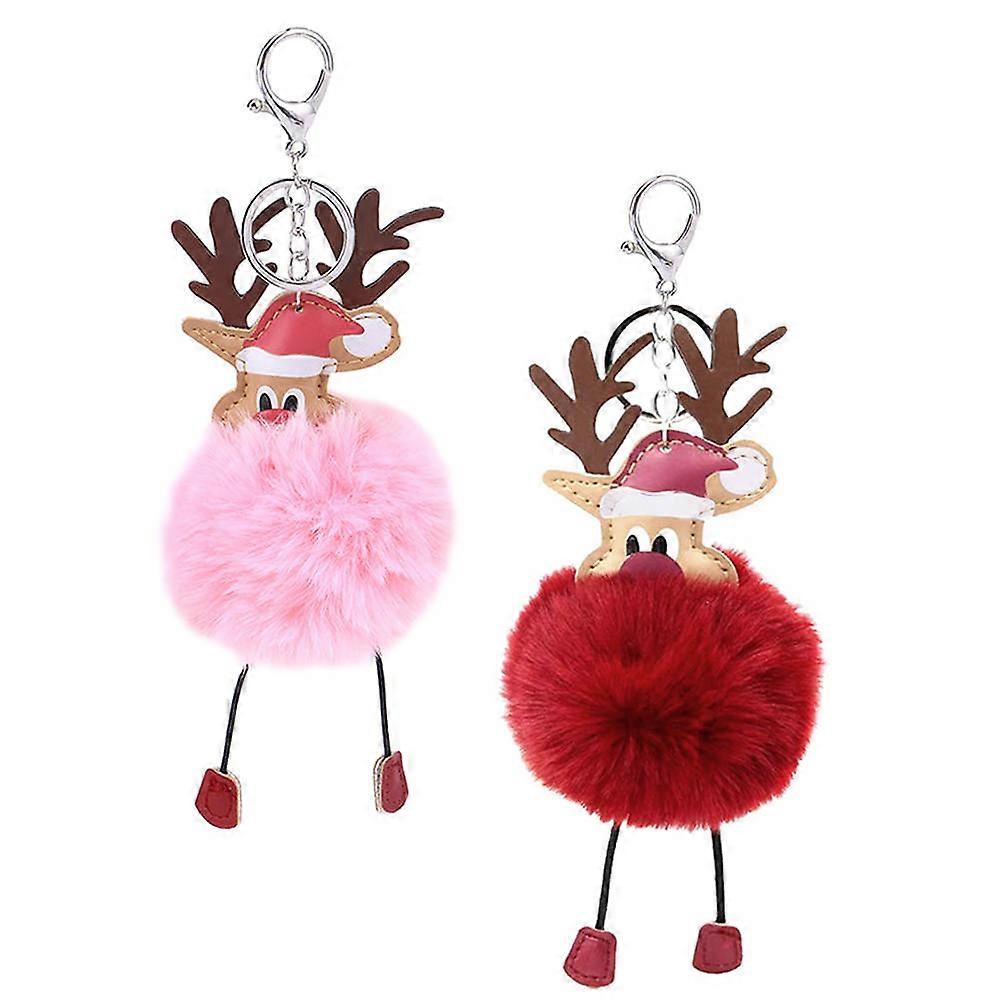 Christmas Elk Key Holder   2PCS Soft Bag Pendant Key Decorations for Backpack and Keychains