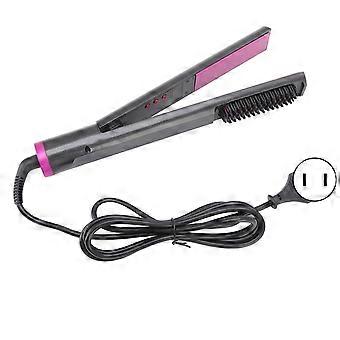 3 in 1 Hair Curler Straightener with Comb Multifunction Electric Styling Iron Anti Scald Smooth Frizz 110?240V US PlugYMMR)