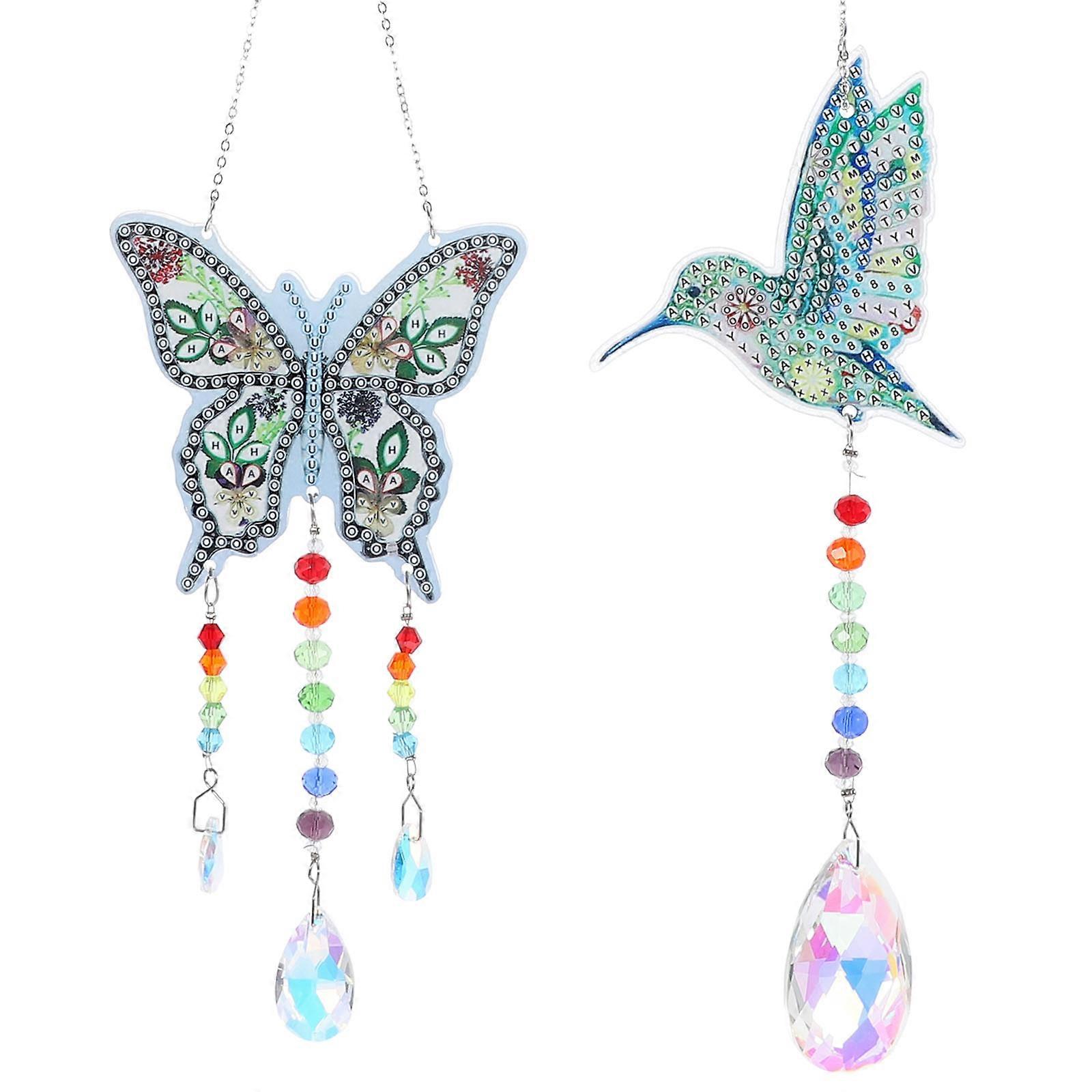 Garden Hanging Crafts Sun Catcher Window Hanging Unfinished Design Assorted Color 9X8CM 2Pcs