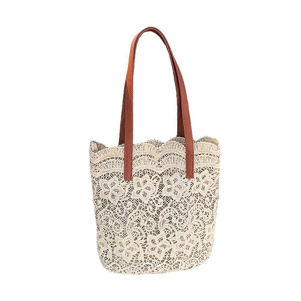 Ladies Drawstring Bucket Bag Handbag For Leisure Occasions Polyester Cotton Brown Fashionable 1Pcs