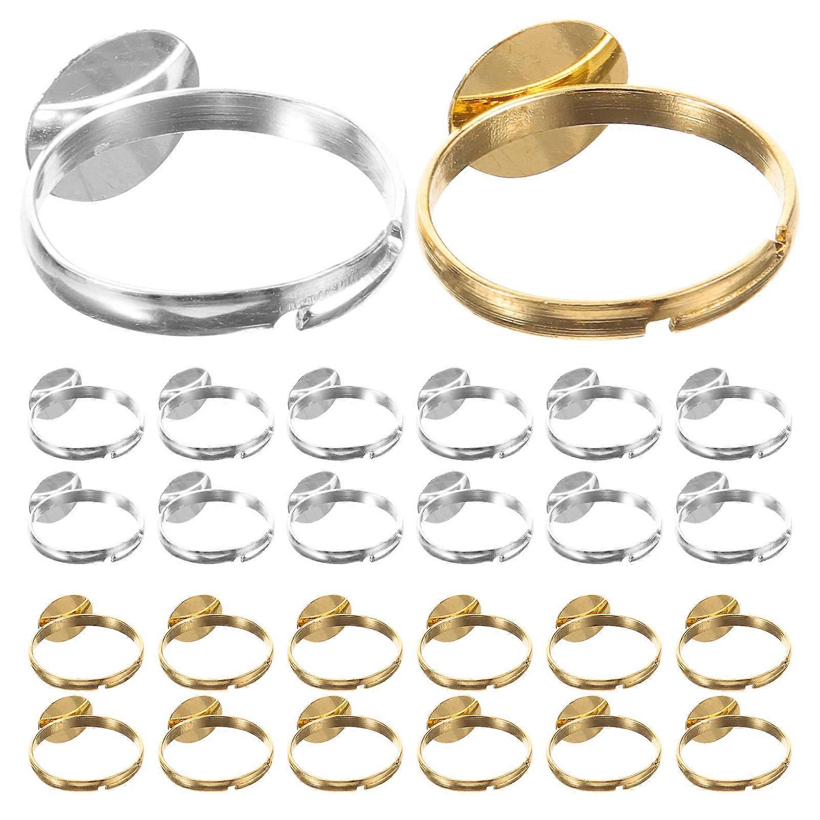 Ring Finding Flat Ring Base Circular Shape Metal Material For Jewelry Accessories 40Pcs